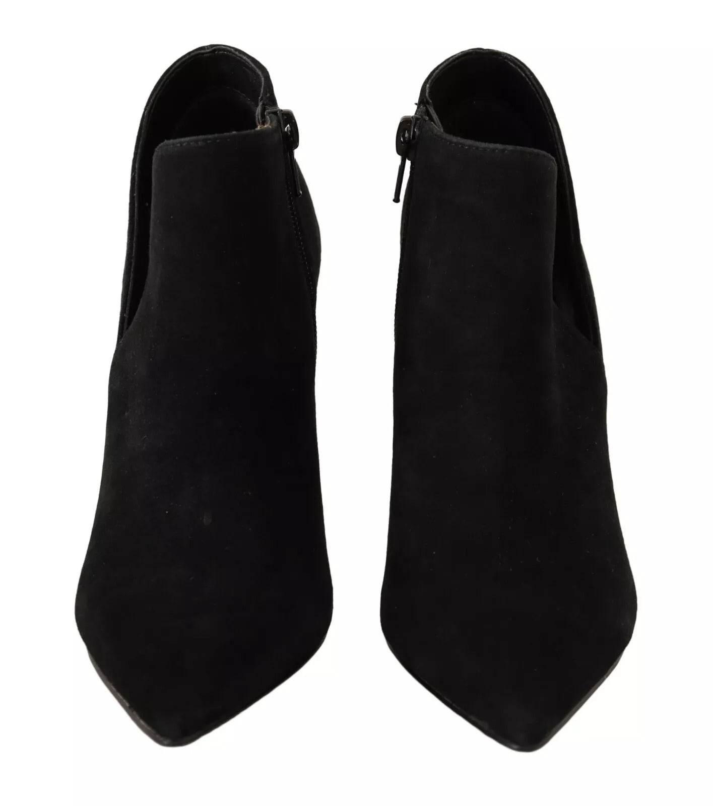 Steve Madden Black Suede Leather Stiletto Heels Boots Shoes - Hilstor