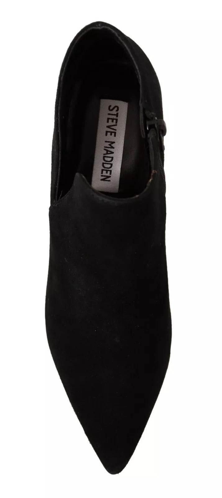 Steve Madden Black Suede Leather Stiletto Heels Boots Shoes - Hilstor