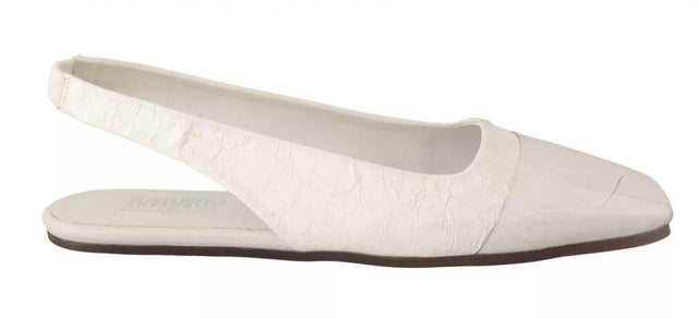 Maison Margiela White Leather Slingback Slip On Flats Shoes - Hilstor