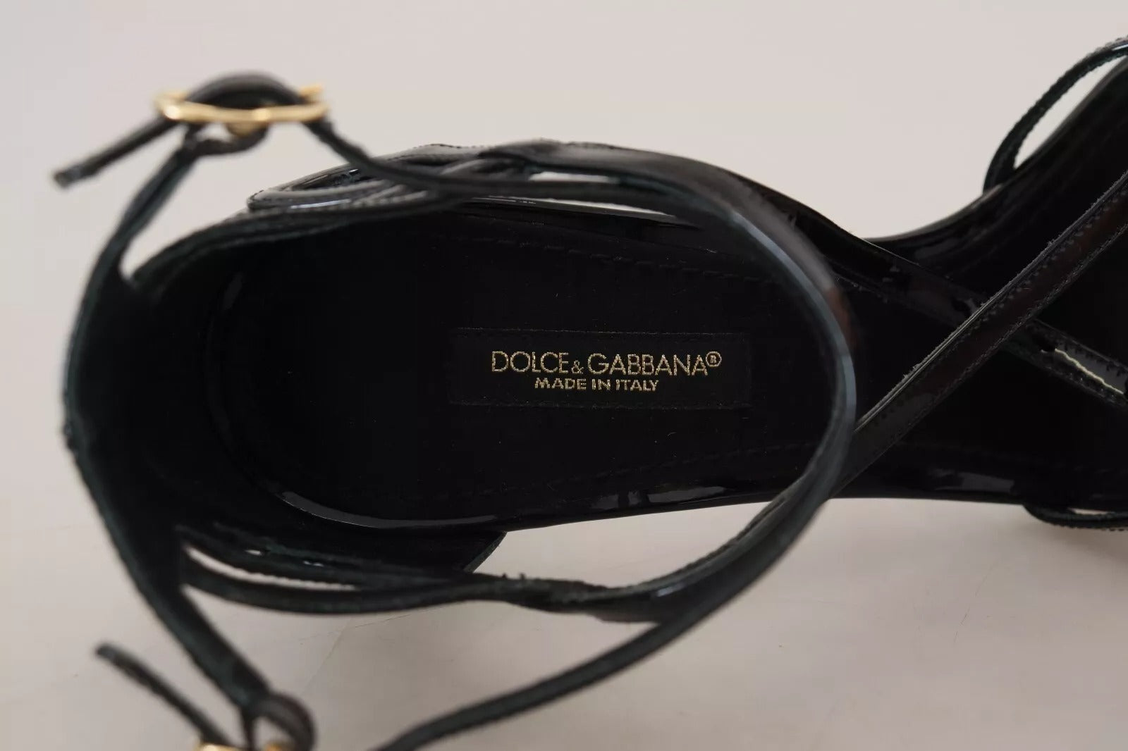 Dolce &amp; Gabbana sort læder stilethæle sandaler sko