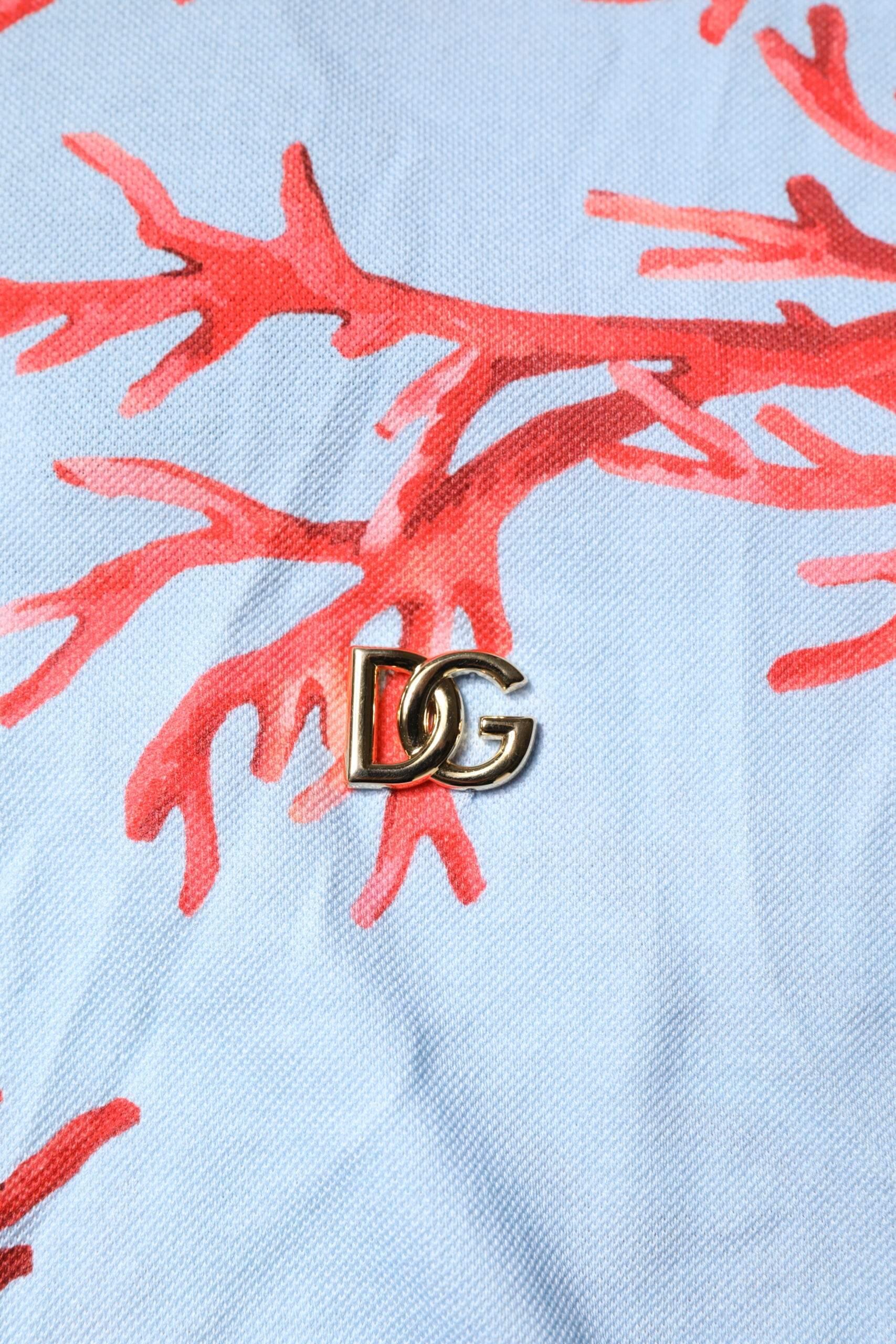 Dolce & Gabbana Light Blue Coral Cotton Polo Shirt T-shirt - Hilstor