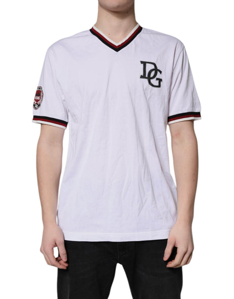 Dolce & Gabbana White #DGMillennials King Crown V-neck T-shirt - Hilstor
