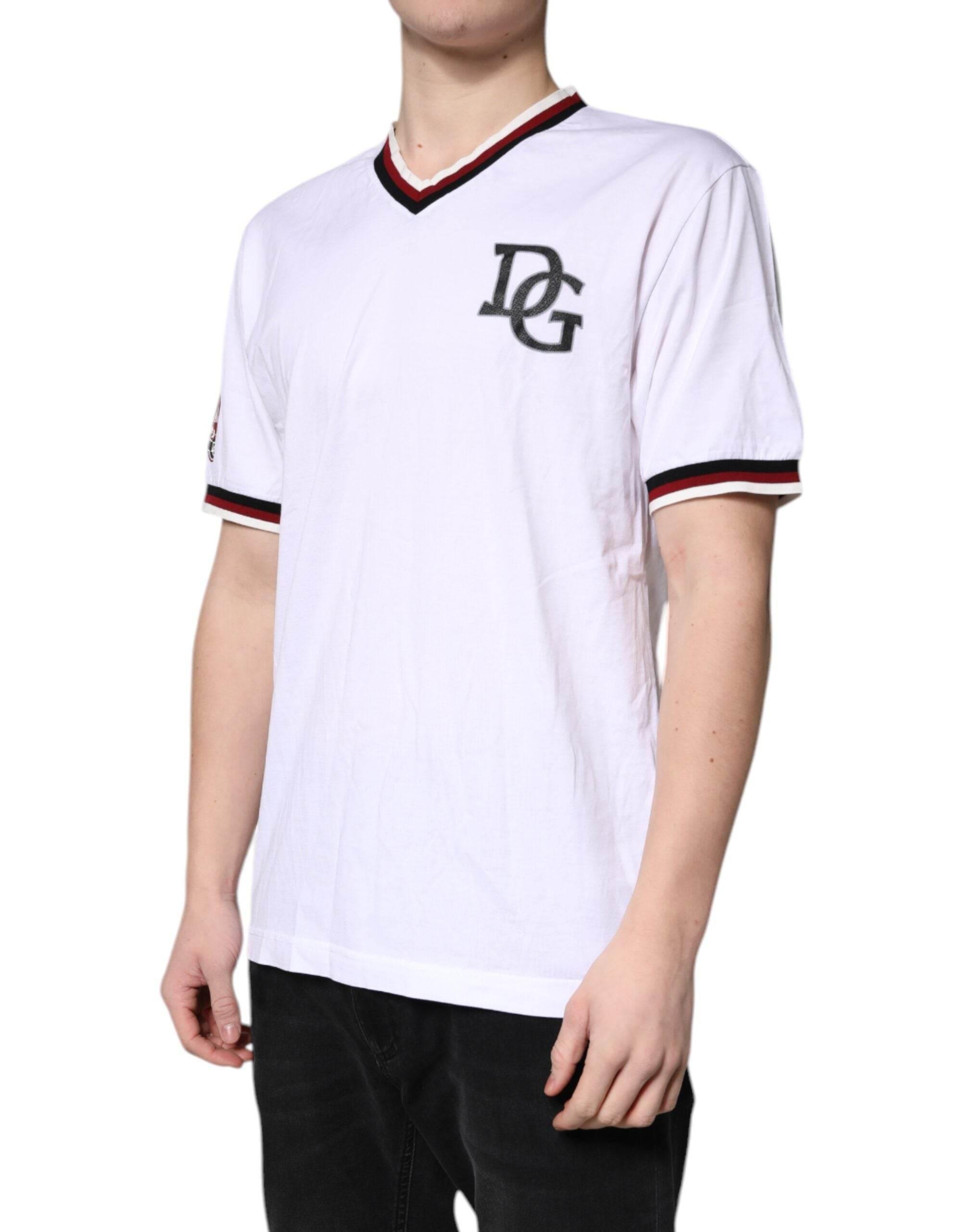 Dolce & Gabbana White #DGMillennials King Crown V-neck T-shirt - Hilstor