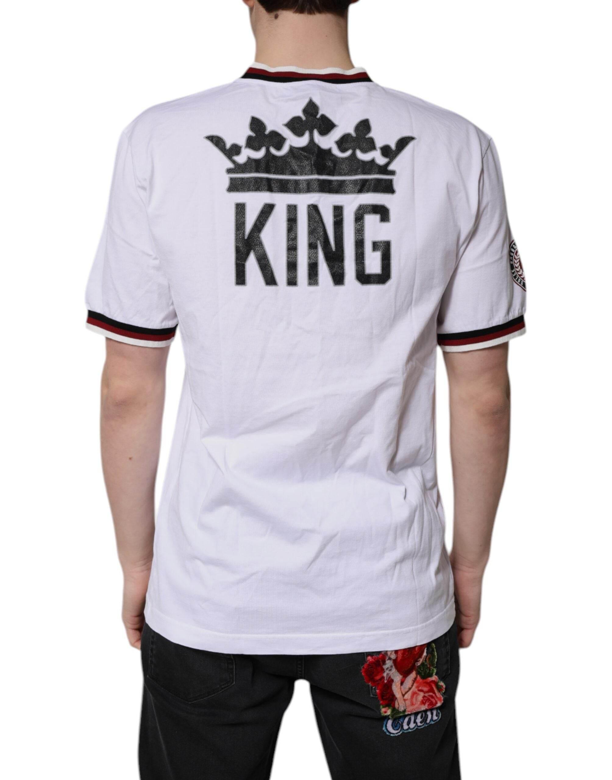 Dolce & Gabbana White #DGMillennials King Crown V-neck T-shirt - Hilstor