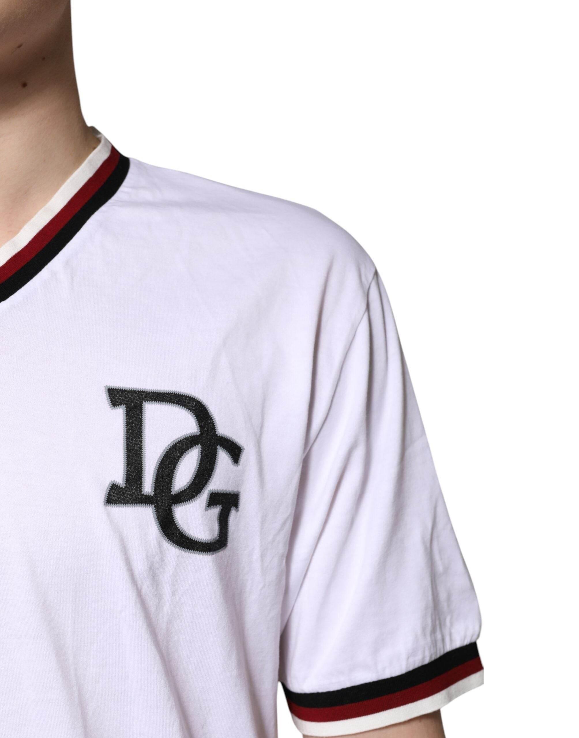 Dolce & Gabbana White #DGMillennials King Crown V-neck T-shirt - Hilstor