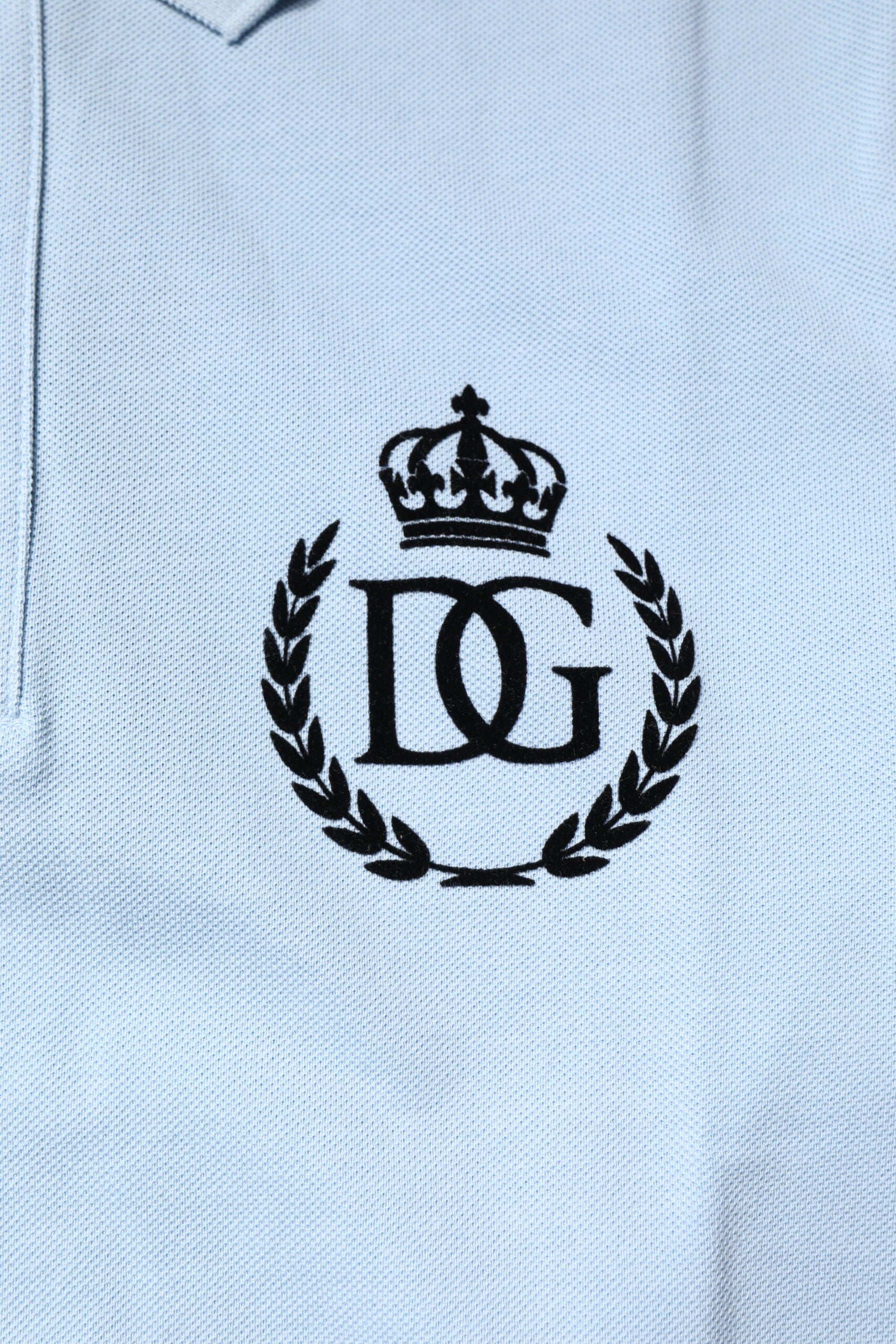 Dolce &amp; Gabbana Himmelsblå Bomulls-Pikétröja med Kronkrage