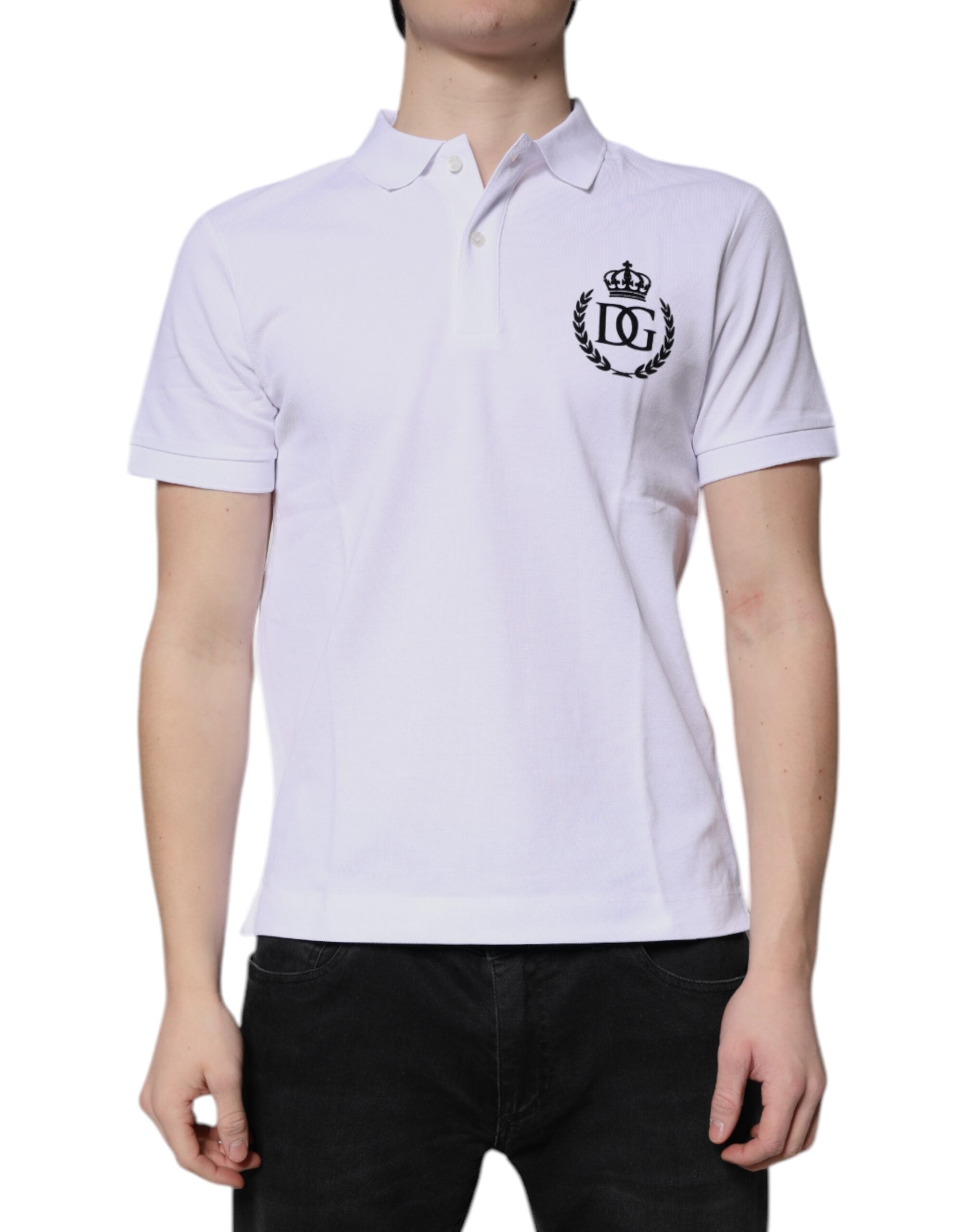 Dolce &amp; Gabbana Hvid bomuld Crown Collared Polo T-shirt til mænd