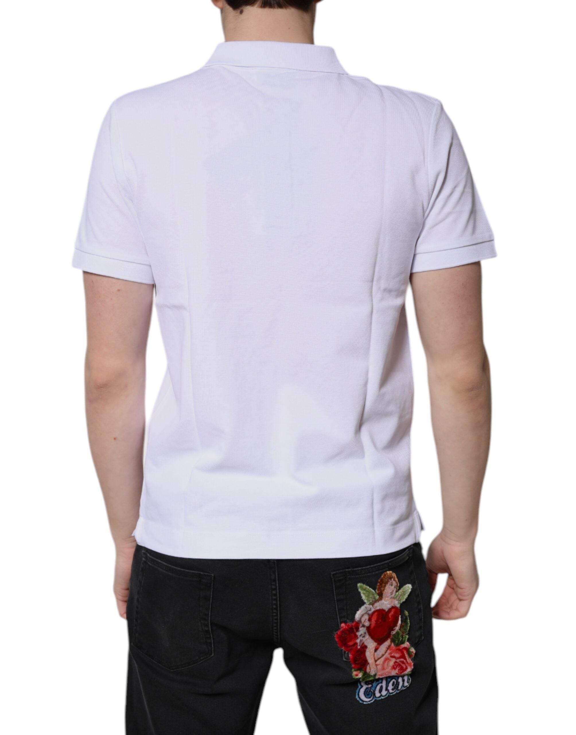 Dolce & Gabbana White Cotton Crown Collared Men Polo T-shirt - Hilstor