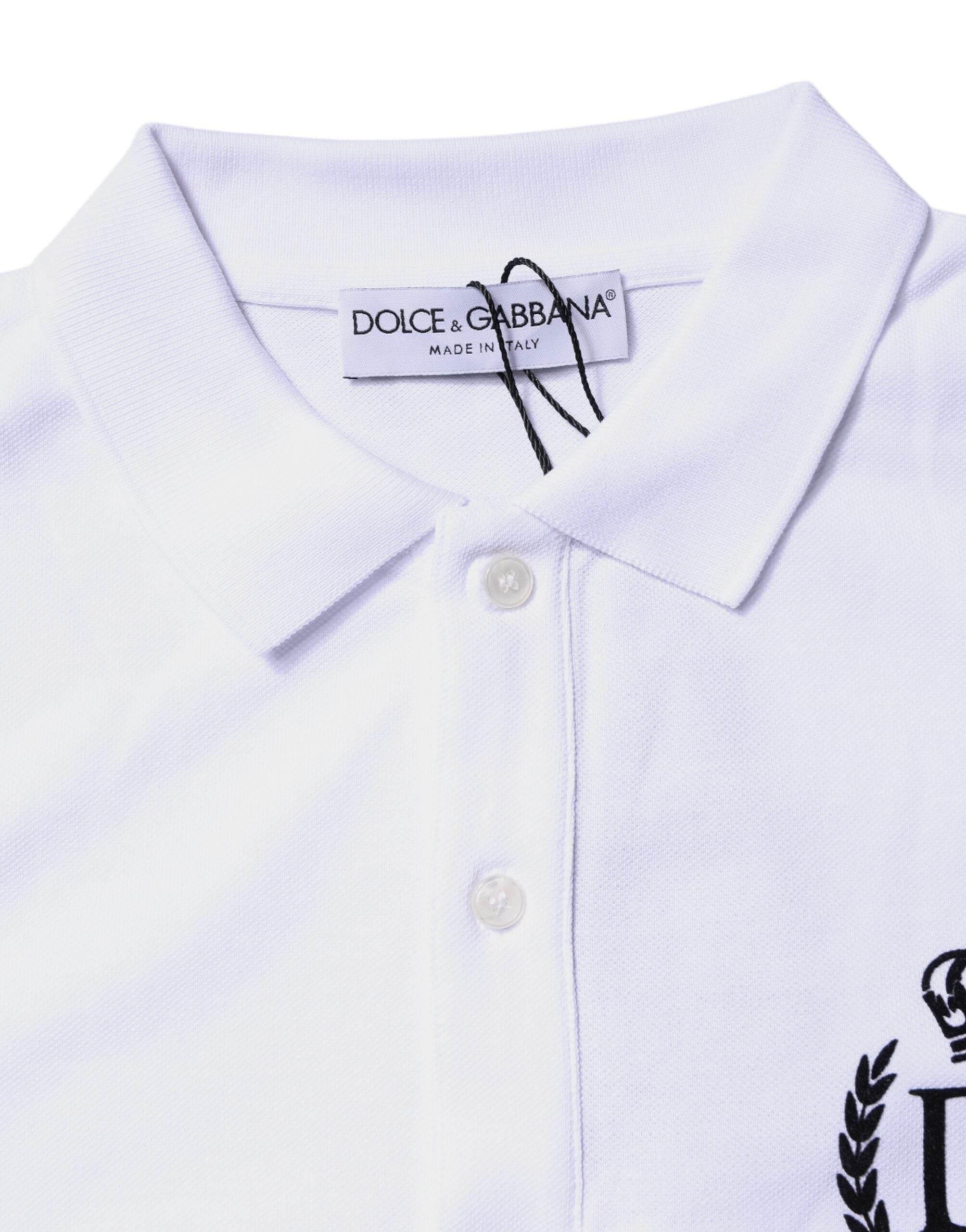 Dolce & Gabbana White Cotton Crown Collared Men Polo T-shirt - Hilstor
