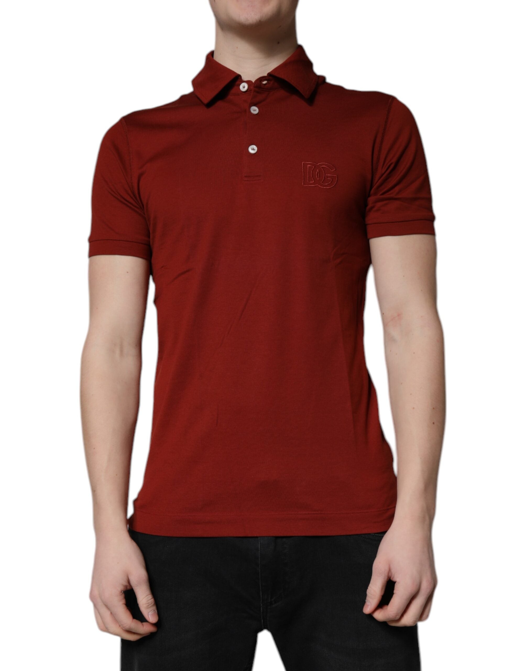 Dolce &amp; Gabbana rød bomuld DG Logo Collared Polo T-shirt til mænd