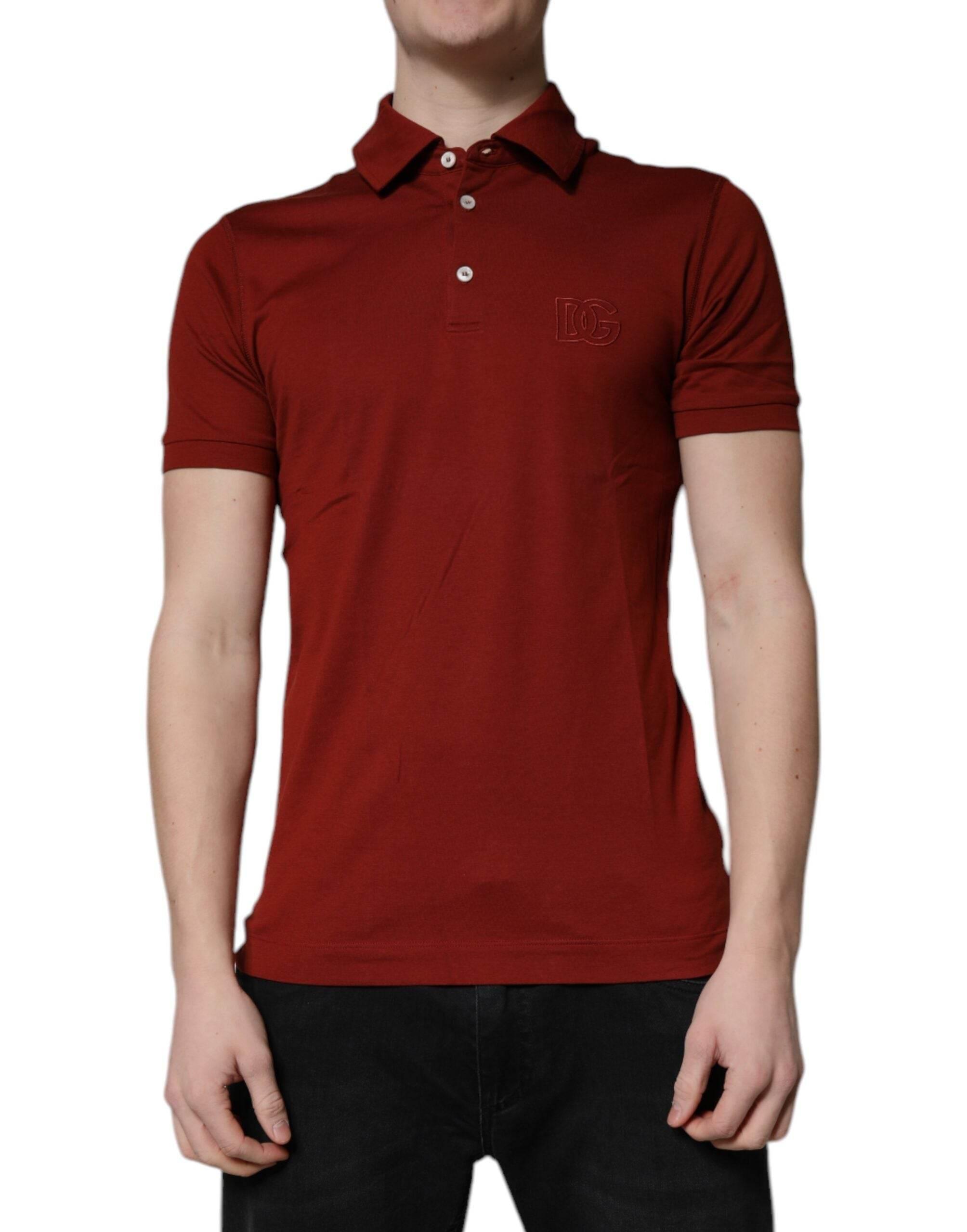 Dolce & Gabbana Red Cotton DG Logo Collared Men Polo T-shirt - Hilstor