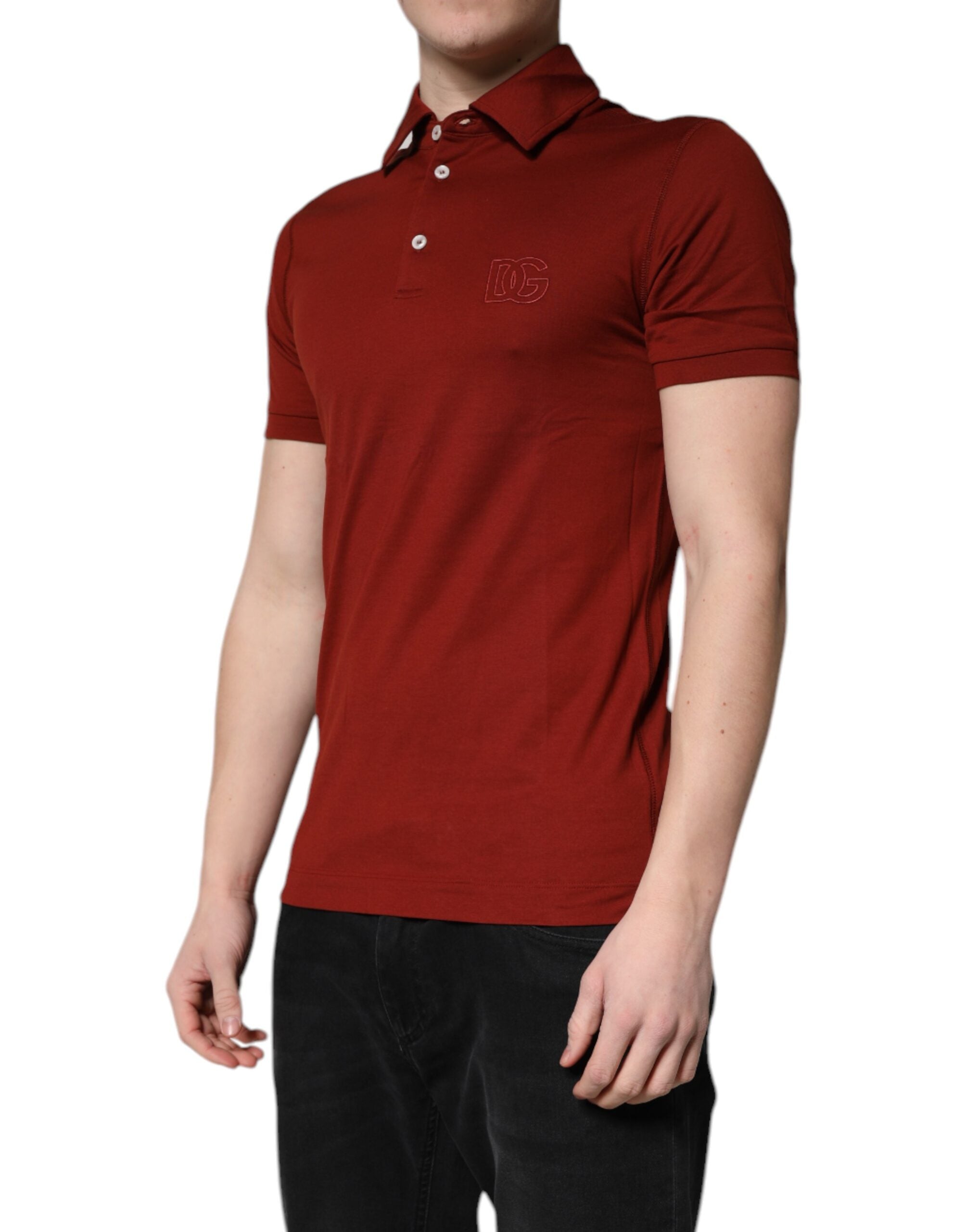 Dolce &amp; Gabbana rød bomuld DG Logo Collared Polo T-shirt til mænd