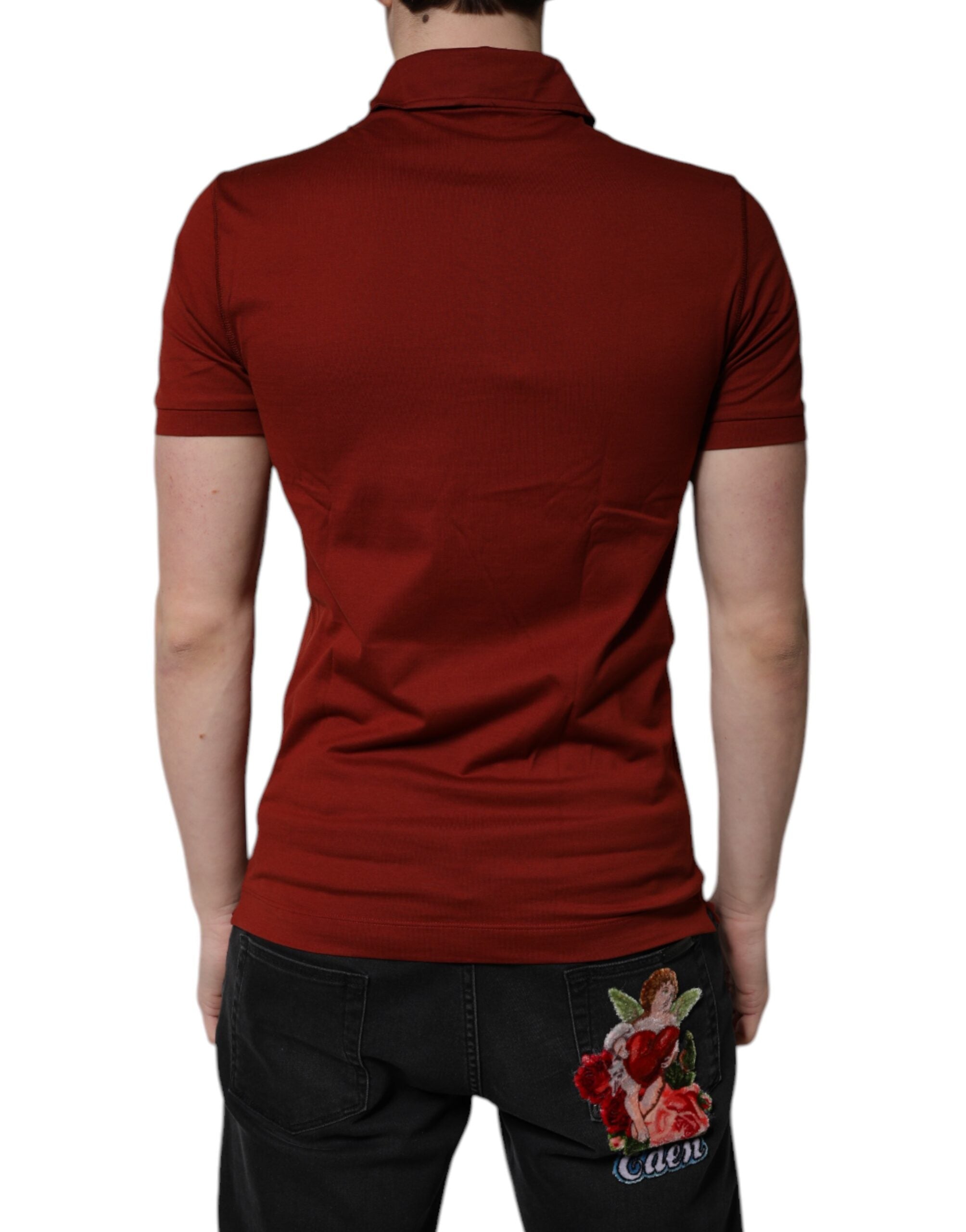 Dolce &amp; Gabbana rød bomuld DG Logo Collared Polo T-shirt til mænd
