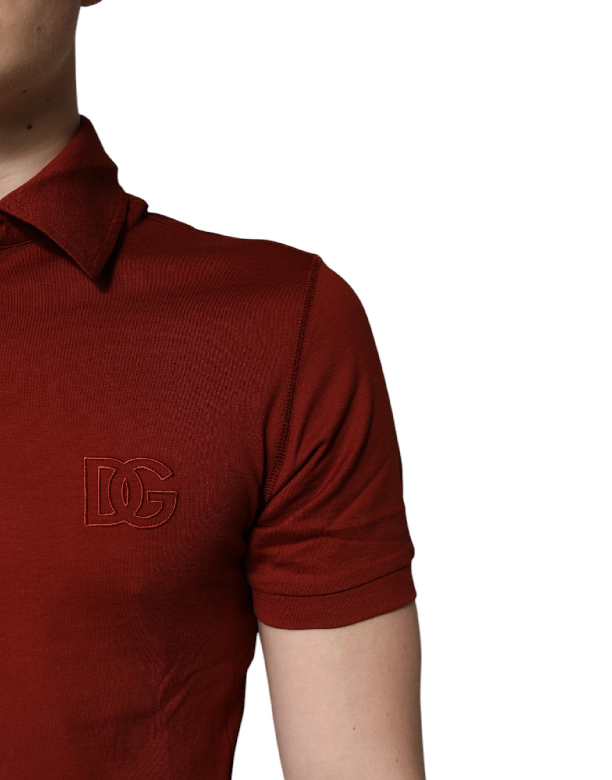 Dolce &amp; Gabbana rød bomuld DG Logo Collared Polo T-shirt til mænd