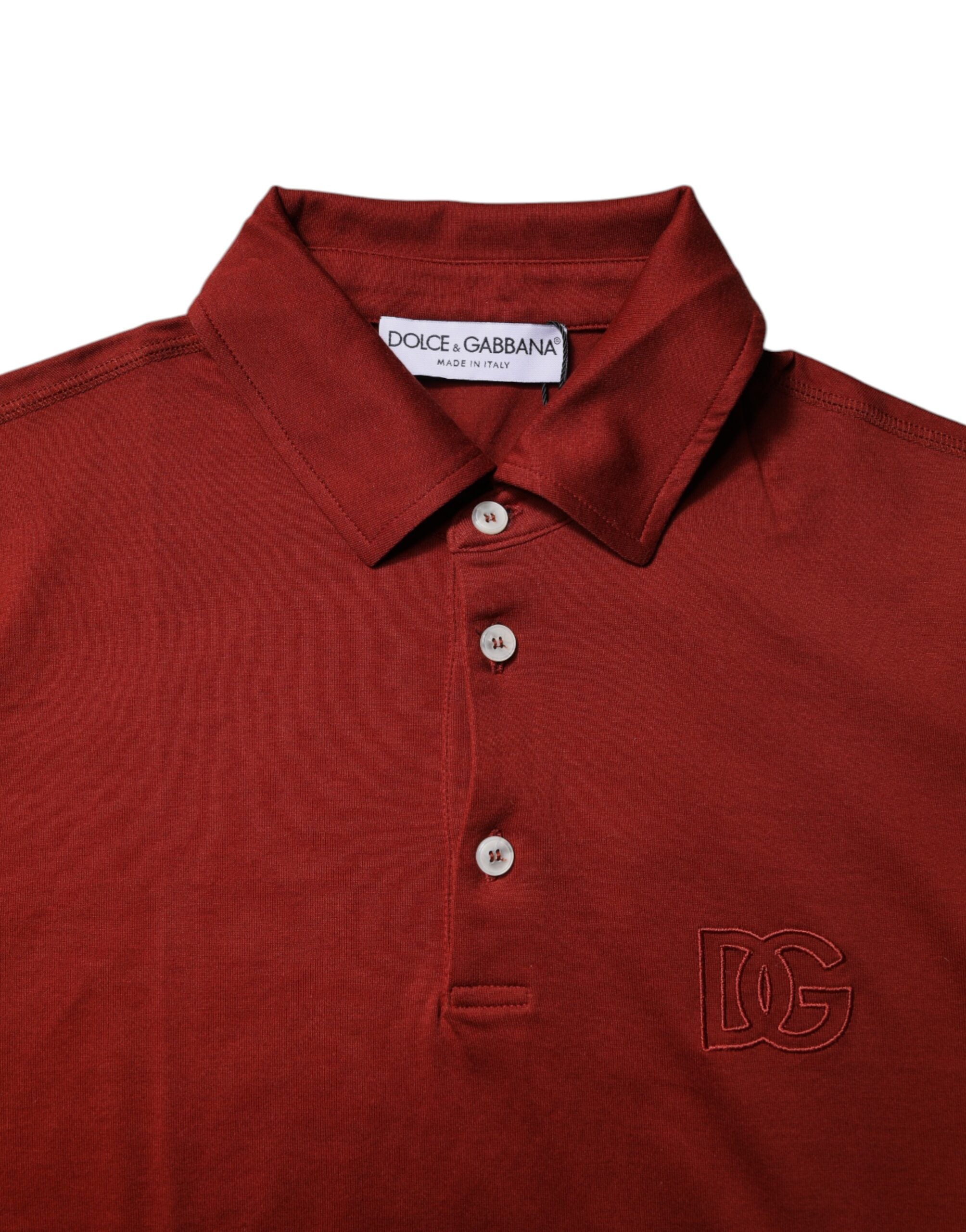 Dolce &amp; Gabbana rød bomuld DG Logo Collared Polo T-shirt til mænd