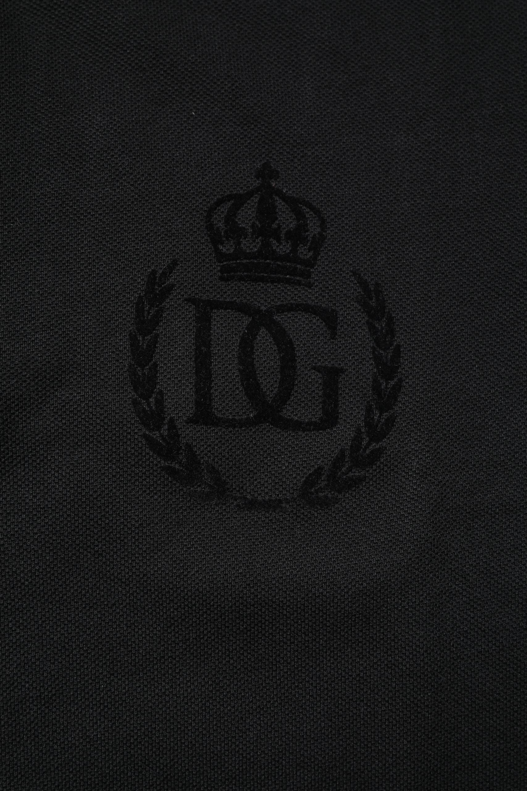 Dolce & Gabbana Black Cotton DG Logo Collared Polo T-shirt - Hilstor