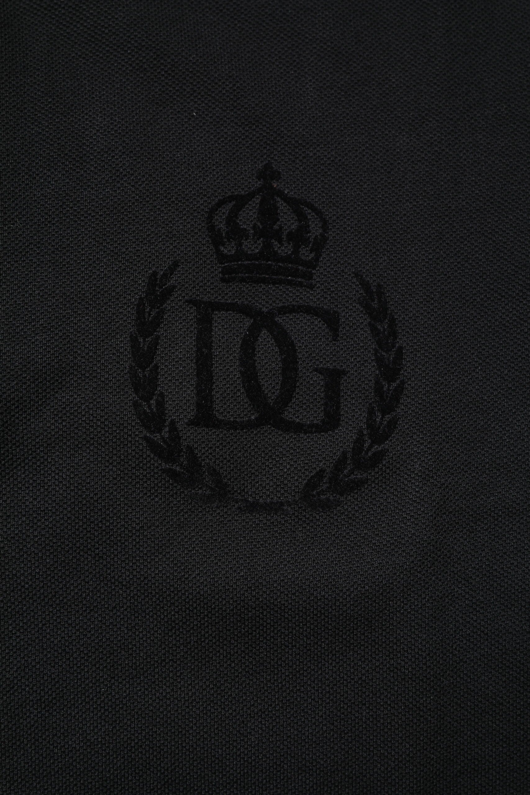 Dolce &amp; Gabbana Black Cotton DG Polo T-shirt med logokrave