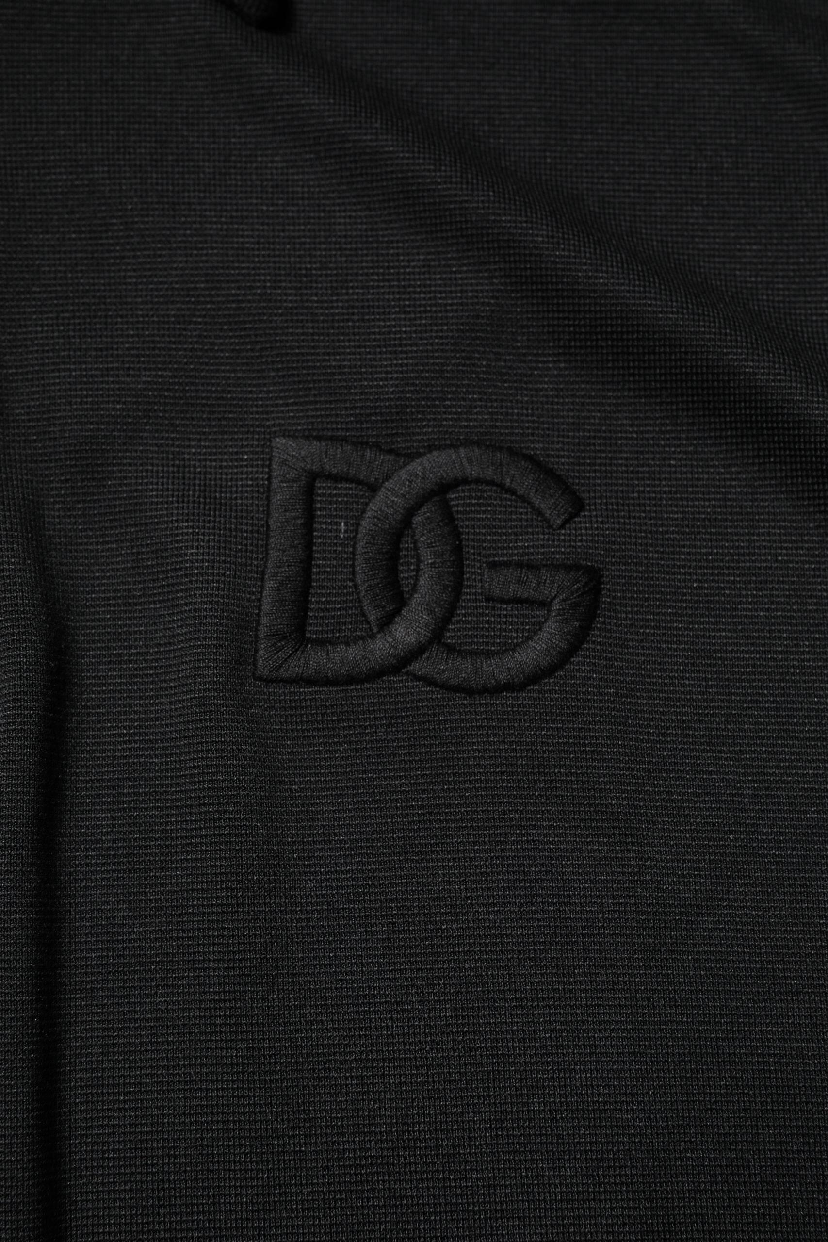 Dolce & Gabbana Black Polyester DG Logo Collared Polo T-shirt - Hilstor