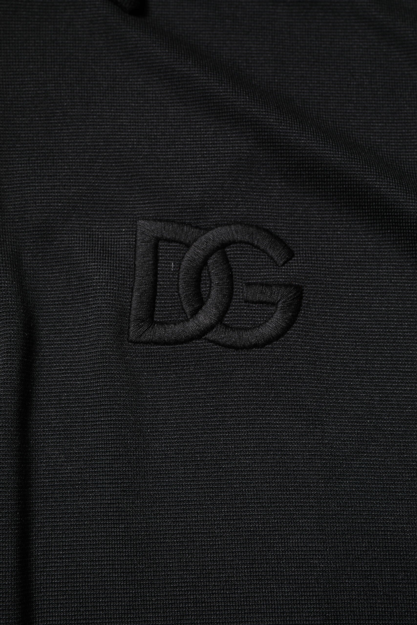 Dolce &amp; Gabbana Polo T-shirt i sort polyester DG Logo Collared