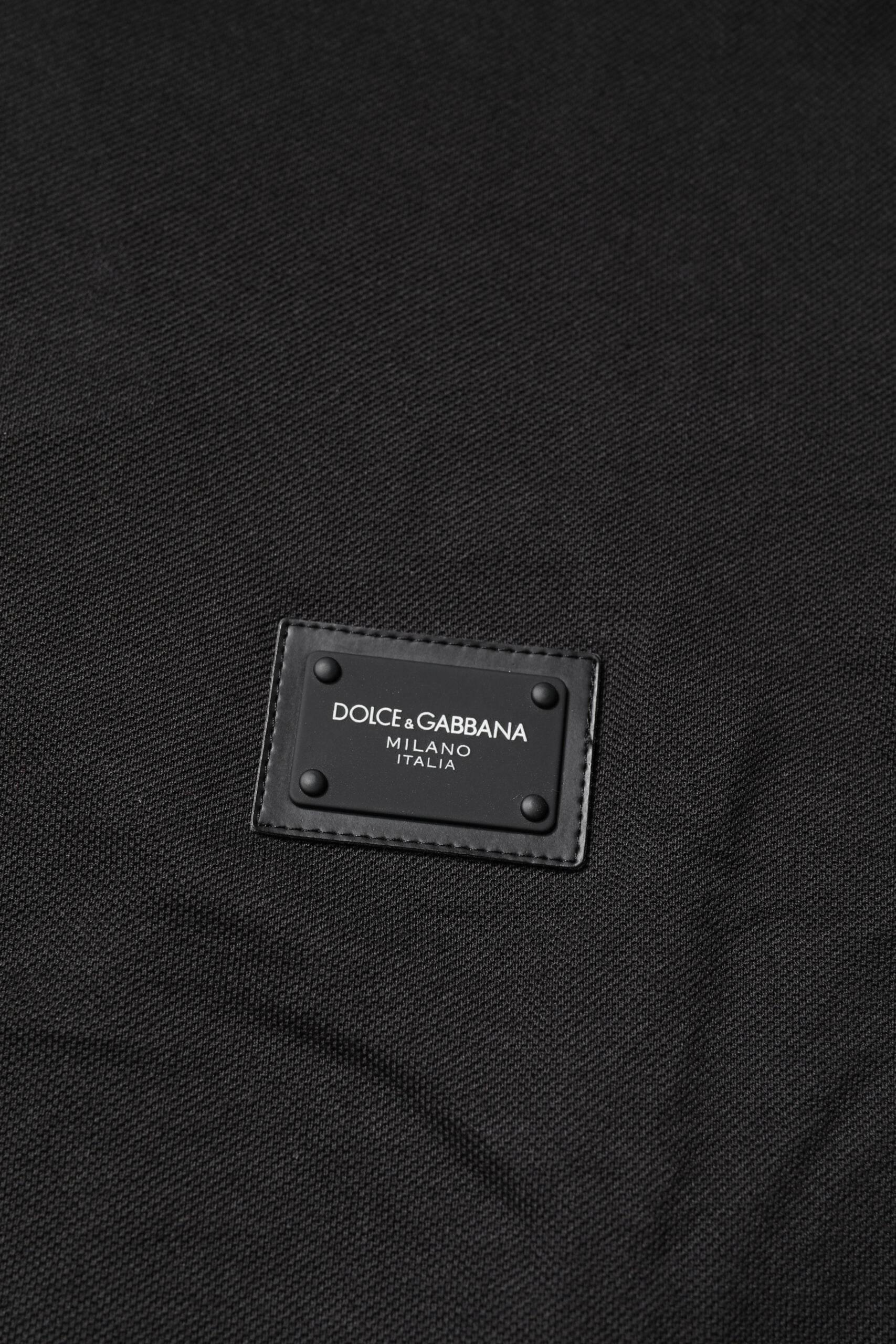 Dolce & Gabbana Dark Gray Logo Plaque Cotton Men Polo Shirt T-shirt - Hilstor