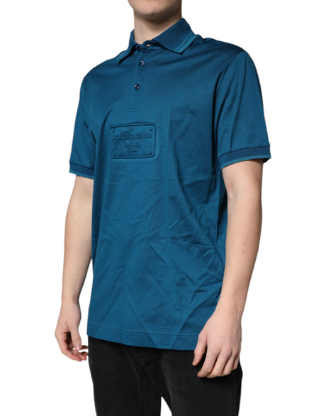 Dolce &amp; Gabbana Blue Logo Bomuld Polo T-shirt til mænd