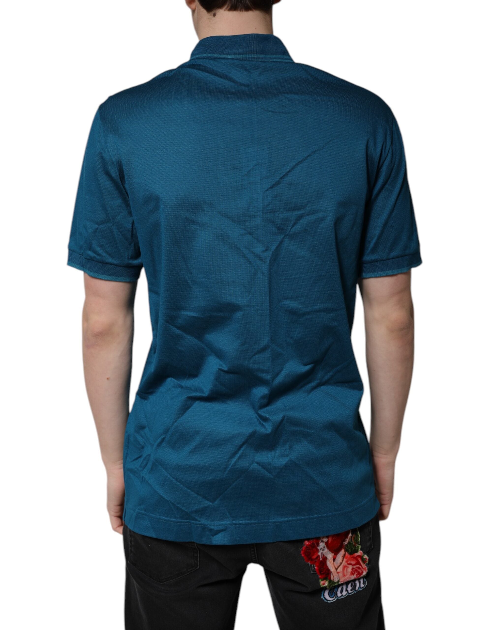 Dolce &amp; Gabbana Blue Logo Bomuld Polo T-shirt til mænd