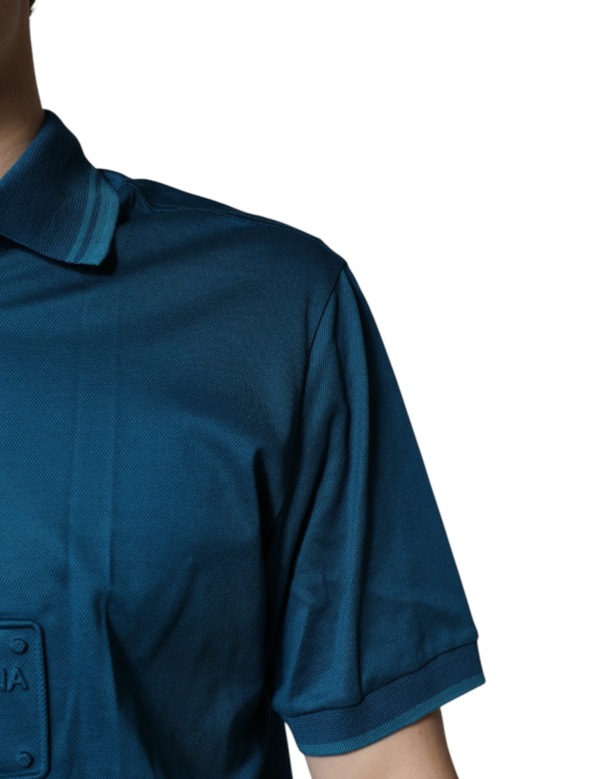 Dolce &amp; Gabbana Blue Logo Bomuld Polo T-shirt til mænd