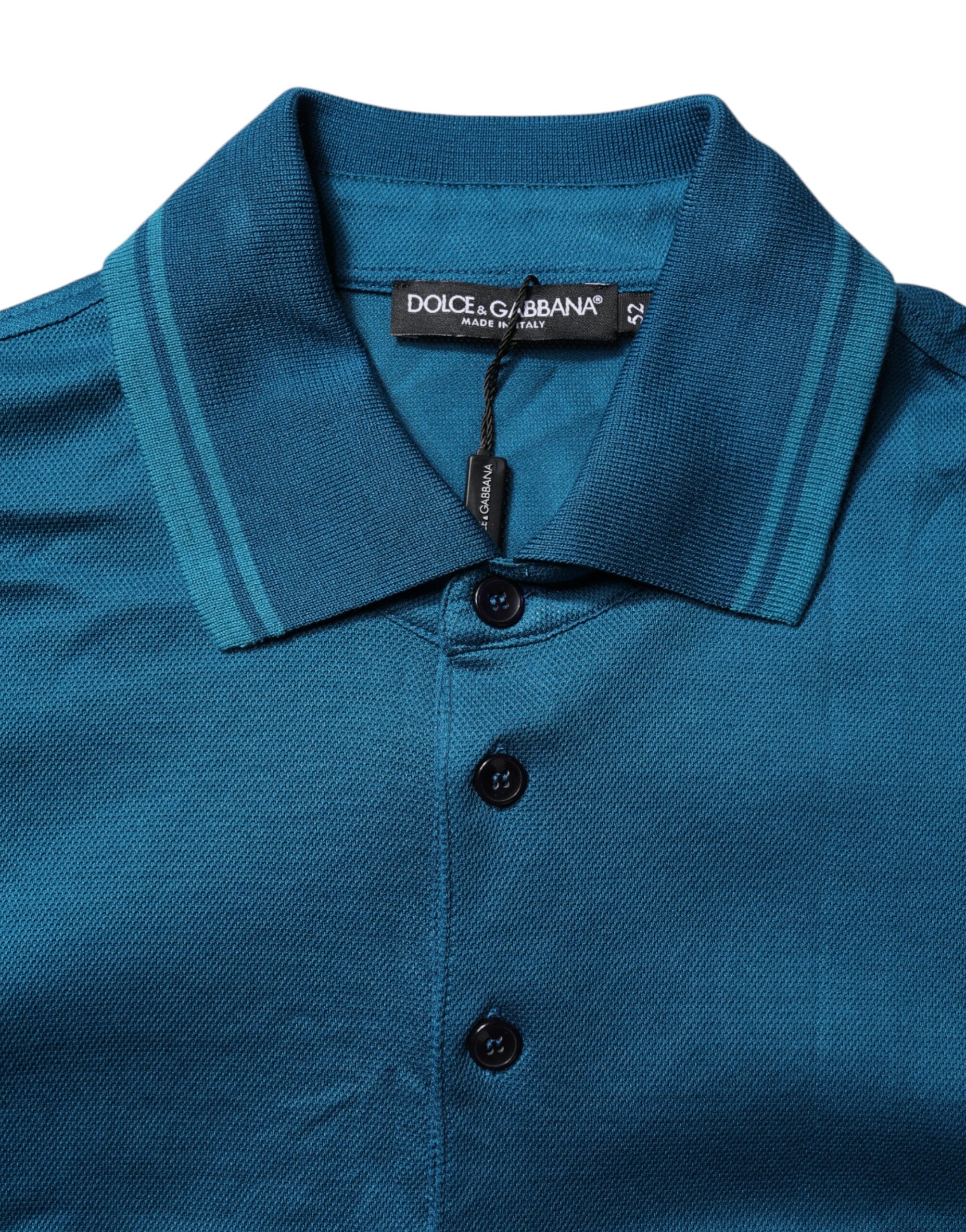 Dolce &amp; Gabbana Blue Logo Bomuld Polo T-shirt til mænd