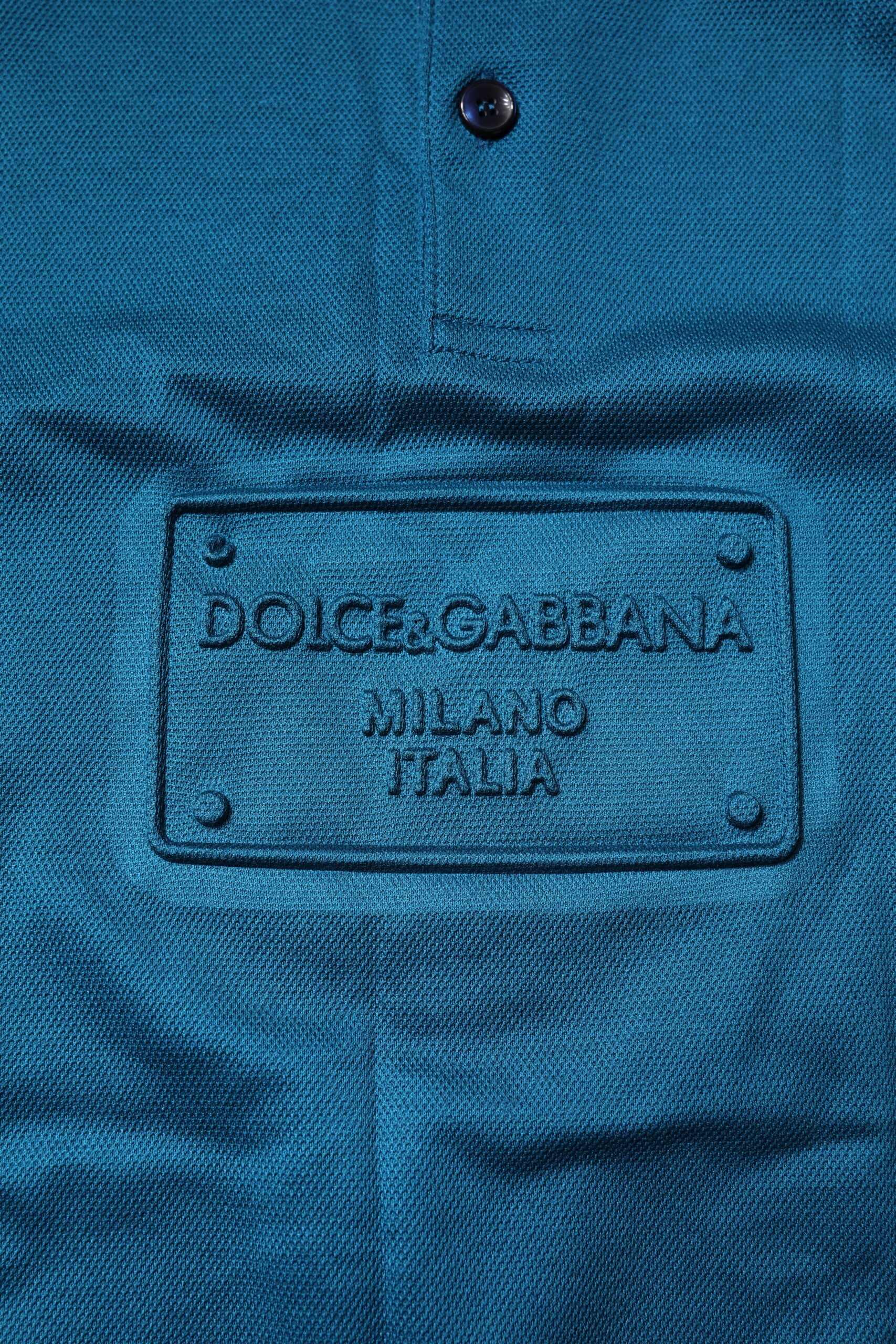 Dolce &amp; Gabbana Blue Logo Bomuld Polo T-shirt til mænd