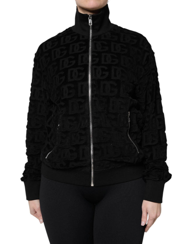 Dolce & Gabbana Black Logo Monogram Full Zip Bomber Jacket - Hilstor
