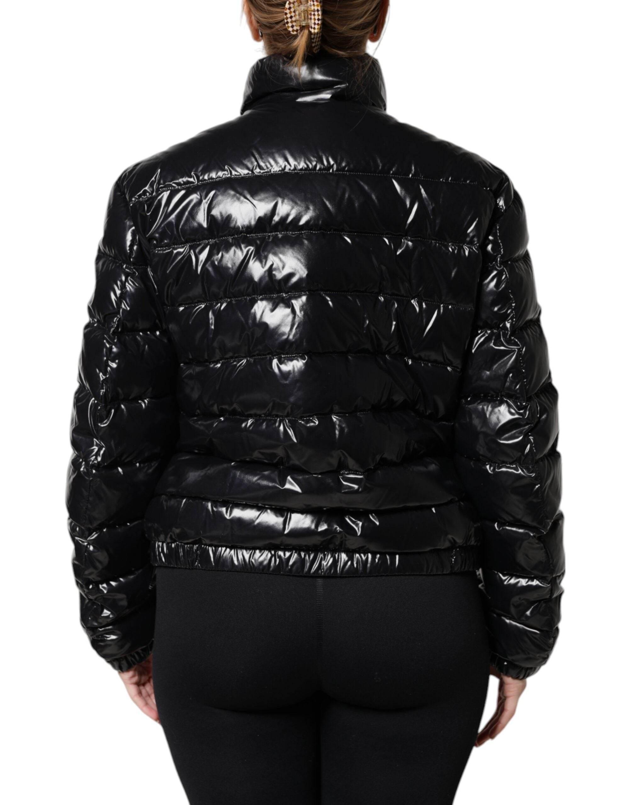 Dolce & Gabbana Black Logo Plaque Full Zip Puffer Jacket - Hilstor