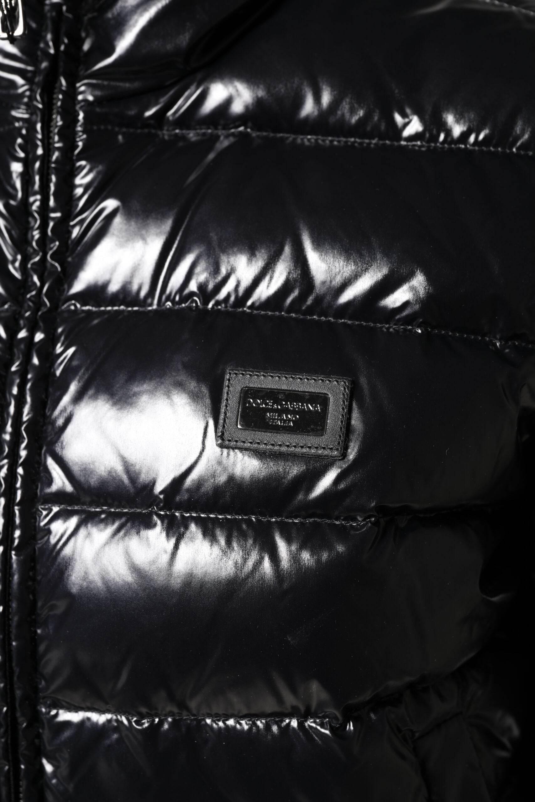 Dolce & Gabbana Black Logo Plaque Full Zip Puffer Jacket - Hilstor