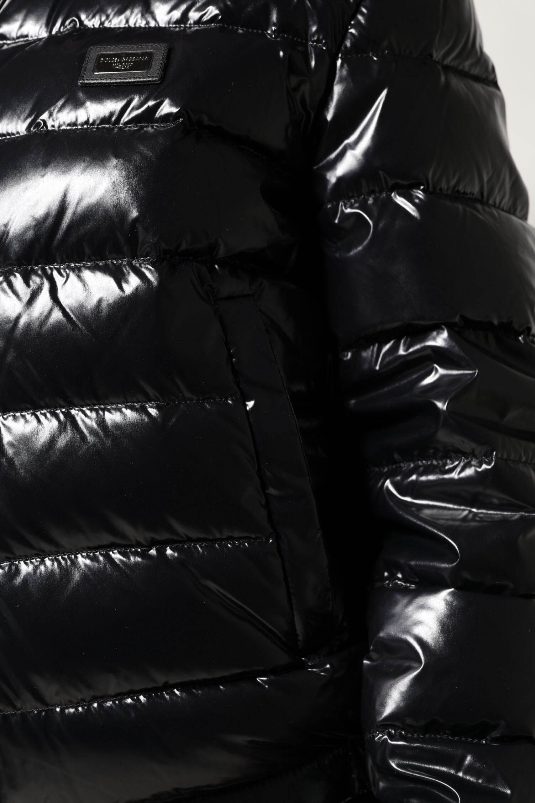 Dolce & Gabbana Black Logo Plaque Full Zip Puffer Jacket - Hilstor