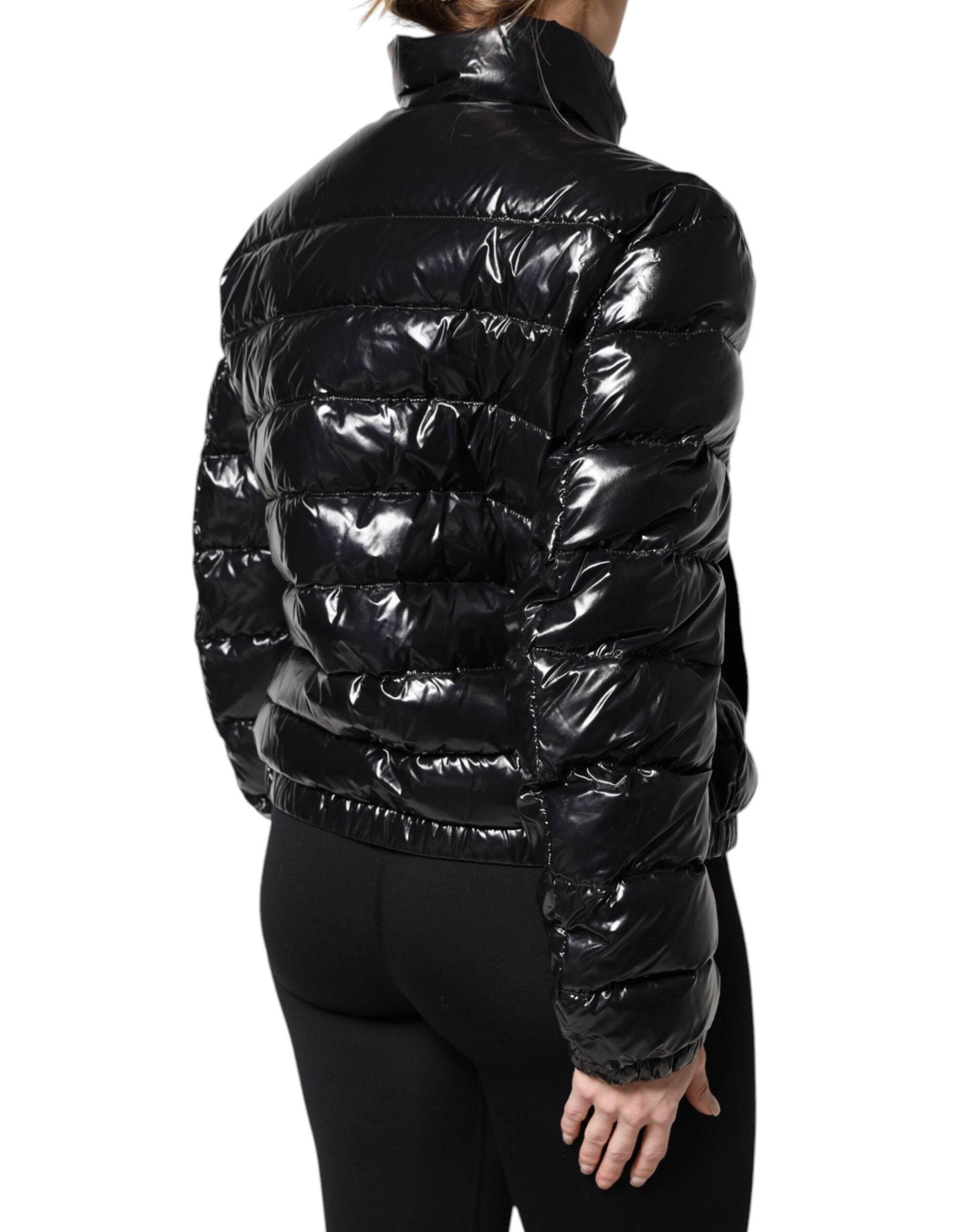 Dolce & Gabbana Black Logo Plaque Full Zip Puffer Jacket - Hilstor