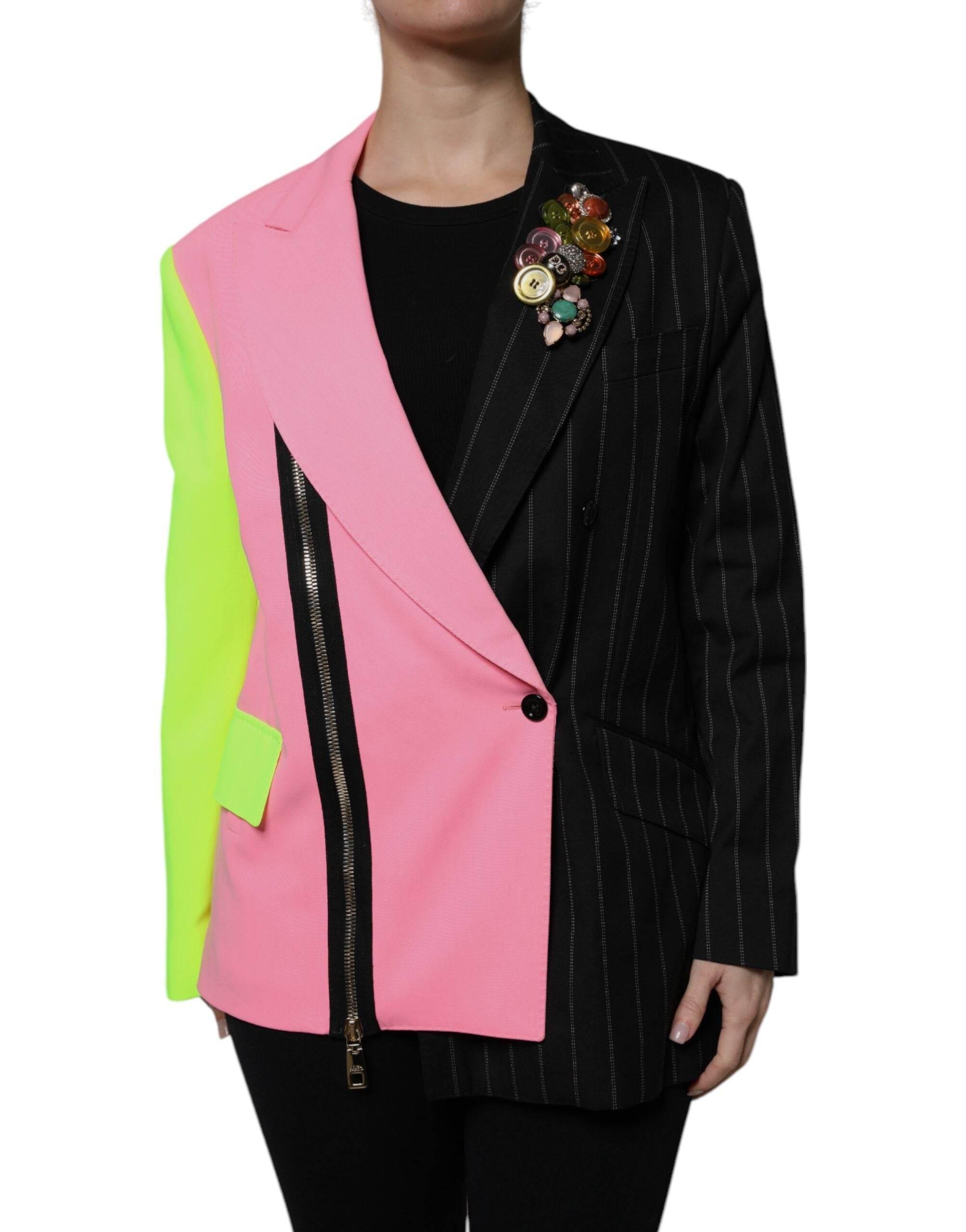 Dolce & Gabbana Multicolor Patchwork Embellished Coat Jacket - Hilstor