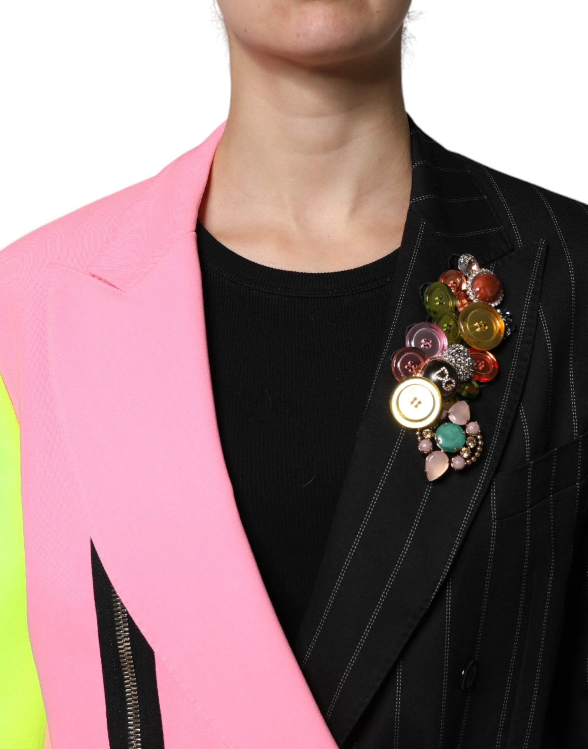 Dolce & Gabbana Multicolor Patchwork Embellished Coat Jacket - Hilstor