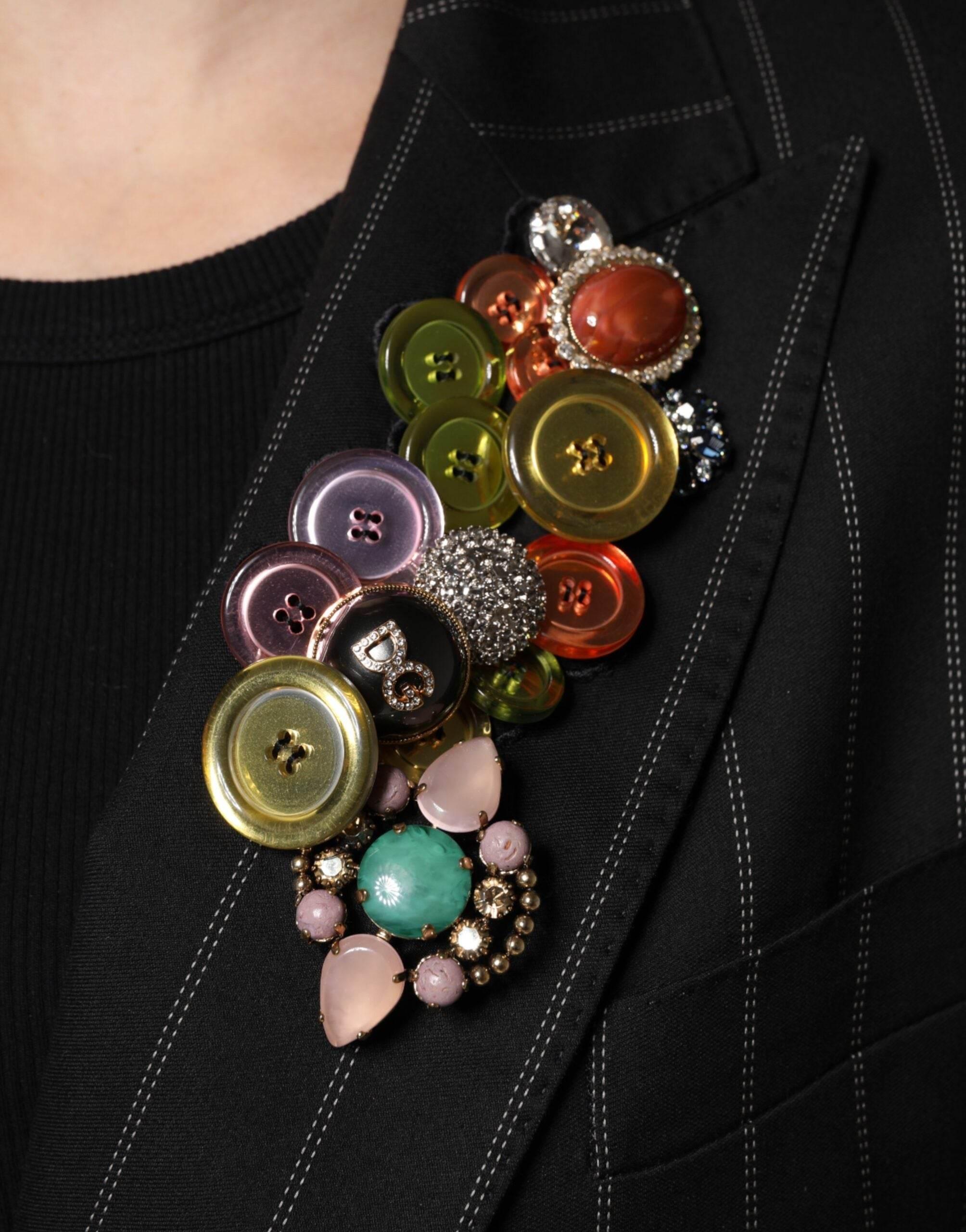 Dolce & Gabbana Multicolor Patchwork Embellished Coat Jacket - Hilstor
