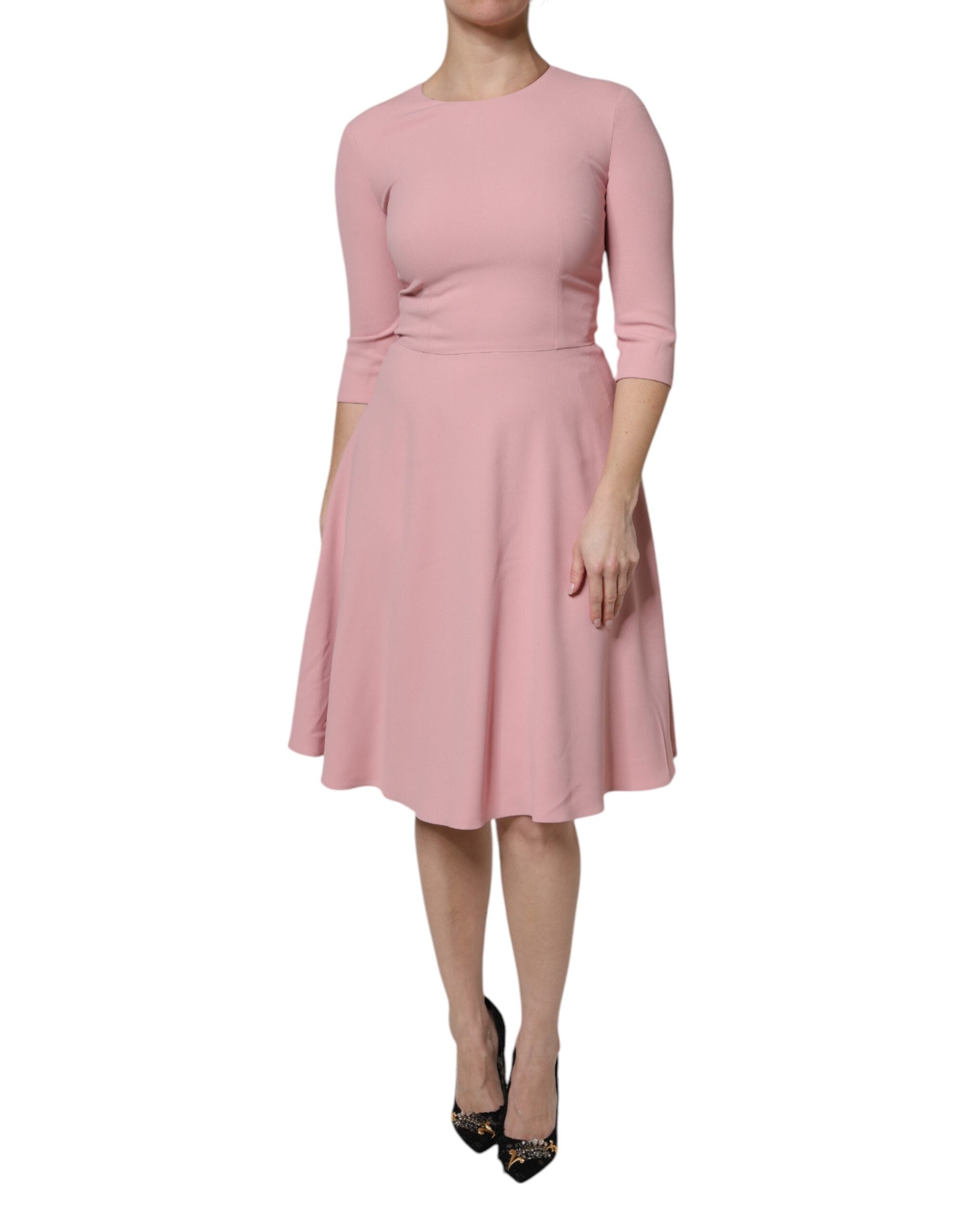 Dolce &amp; Gabbana Pink A-line Flare Viscose Kjole med 3/4 ærmer