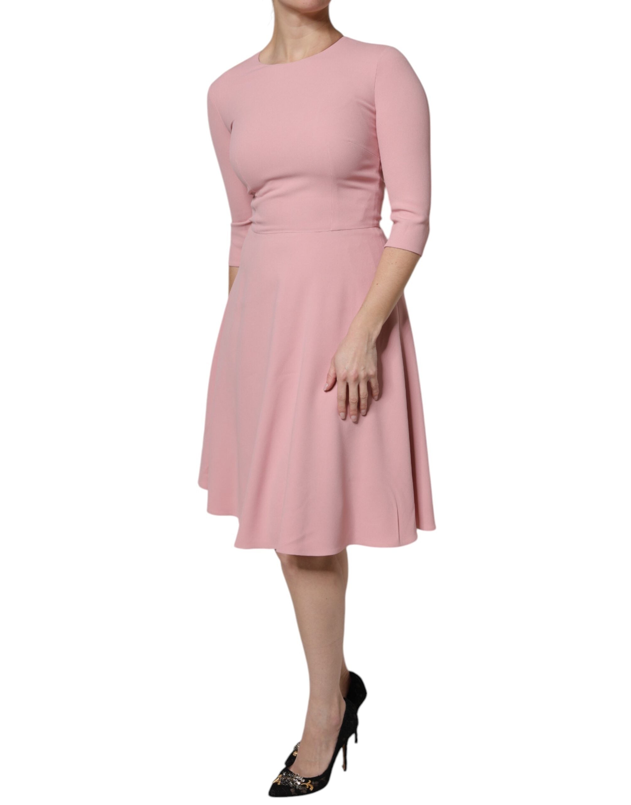 Dolce &amp; Gabbana Pink A-line Flare Viscose Kjole med 3/4 ærmer