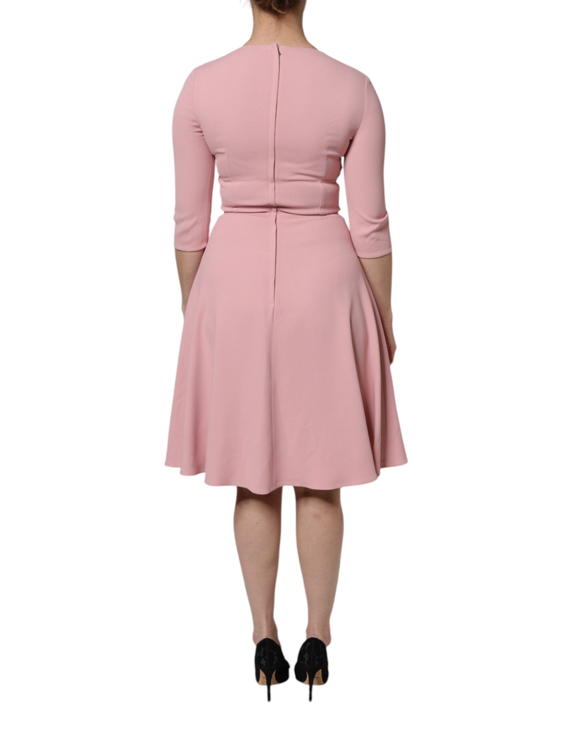 Dolce &amp; Gabbana Pink A-line Flare Viscose Kjole med 3/4 ærmer