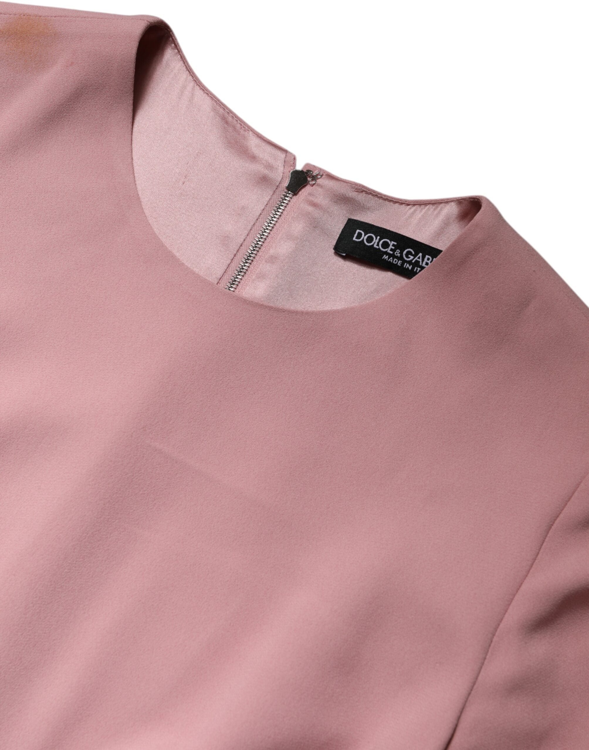 Dolce &amp; Gabbana Pink A-line Flare Viscose Kjole med 3/4 ærmer