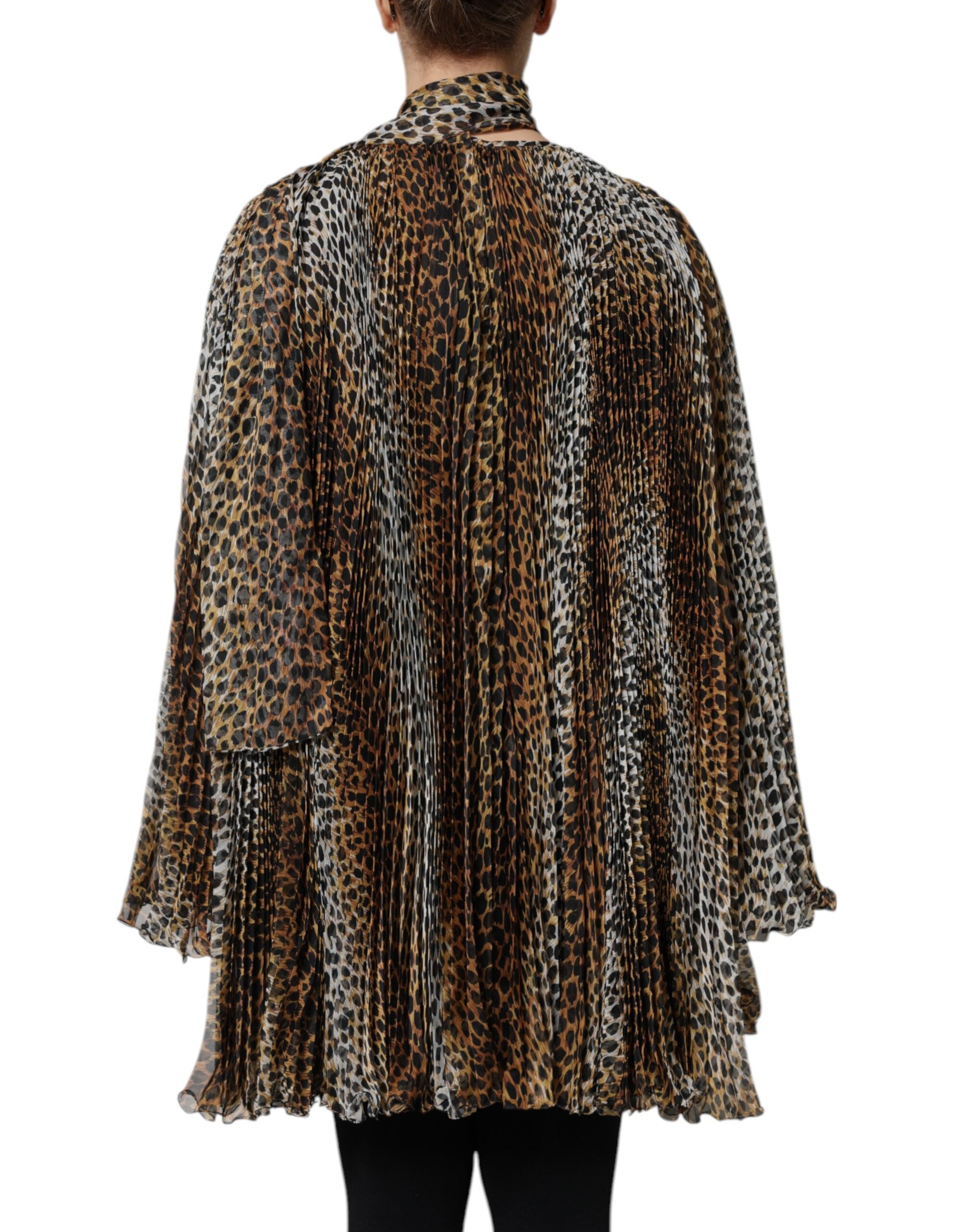 Dolce &amp; Gabbana brun leopardprint halstørklæde Chiffon kjole