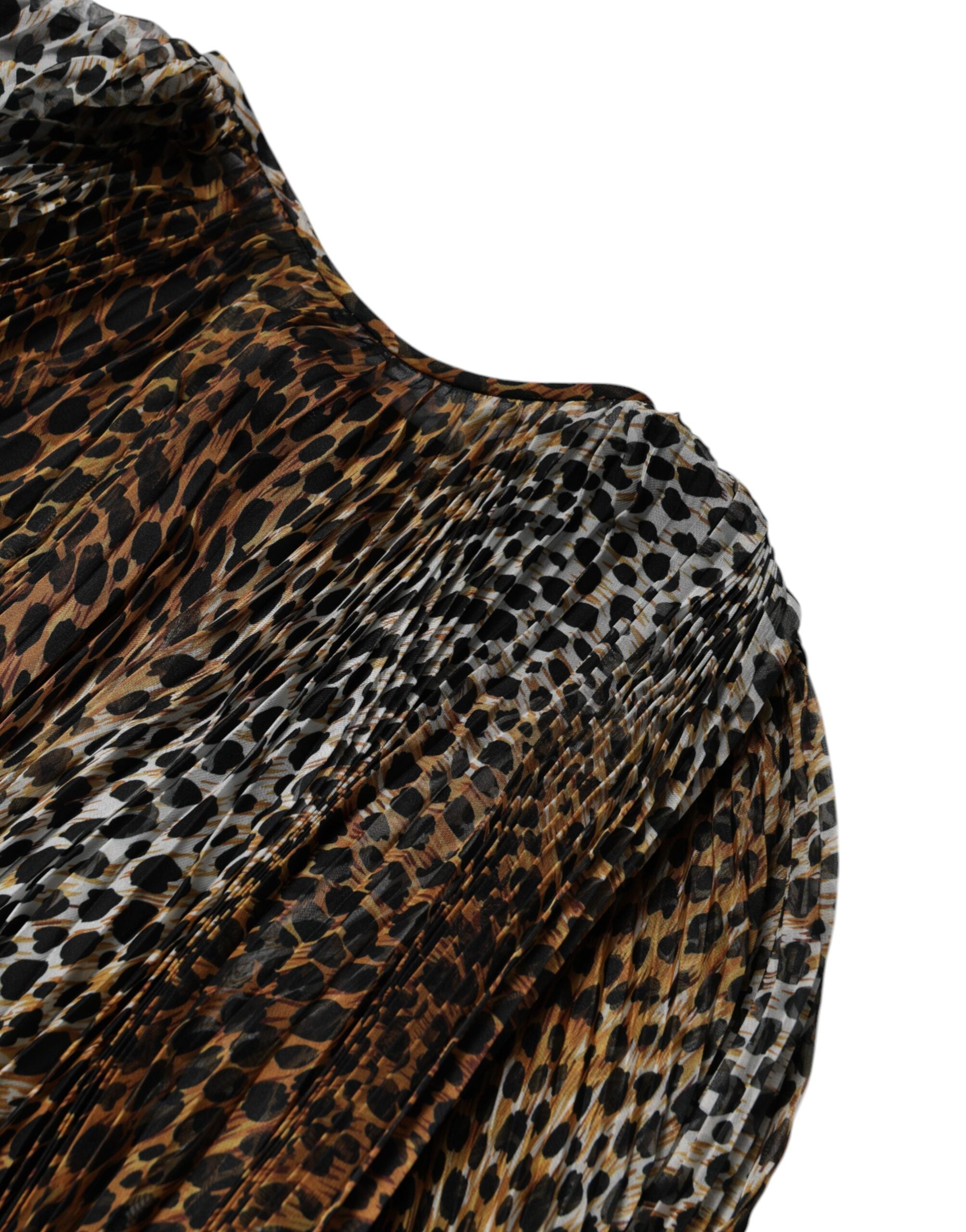 Dolce &amp; Gabbana brun leopardprint halstørklæde Chiffon kjole