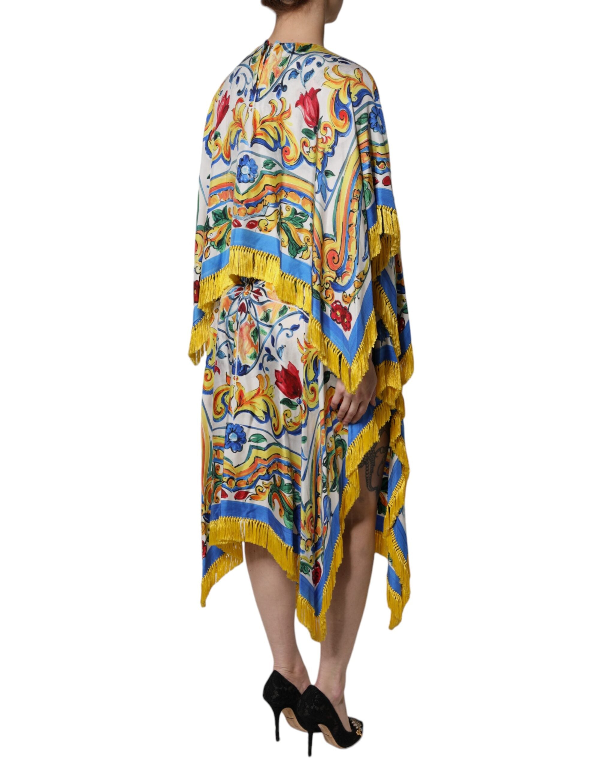 Dolce &amp; Gabbana Flerfärgad Majolica Kaftan Kortärmad Maxiklänning