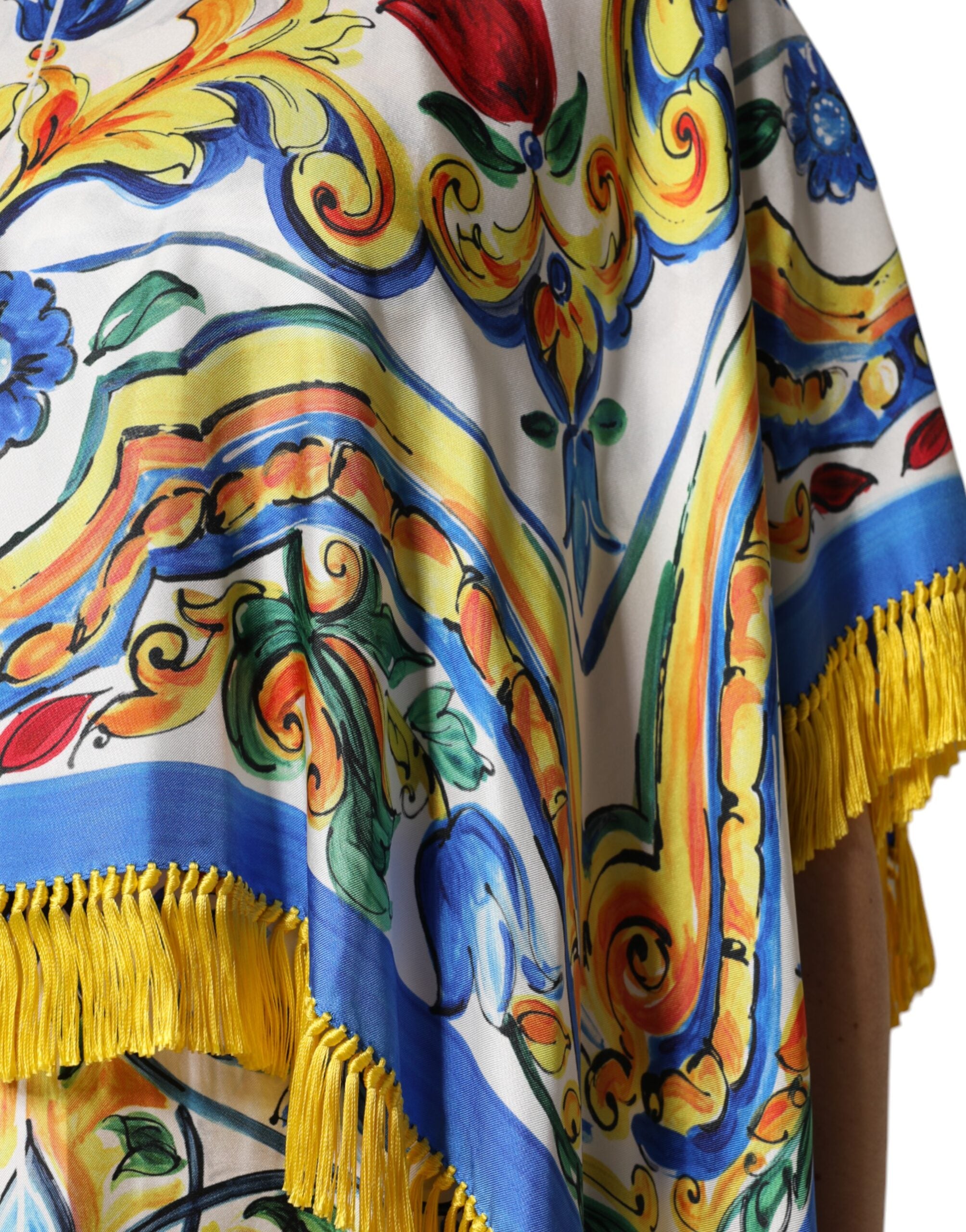 Dolce &amp; Gabbana Flerfärgad Majolica Kaftan Kortärmad Maxiklänning
