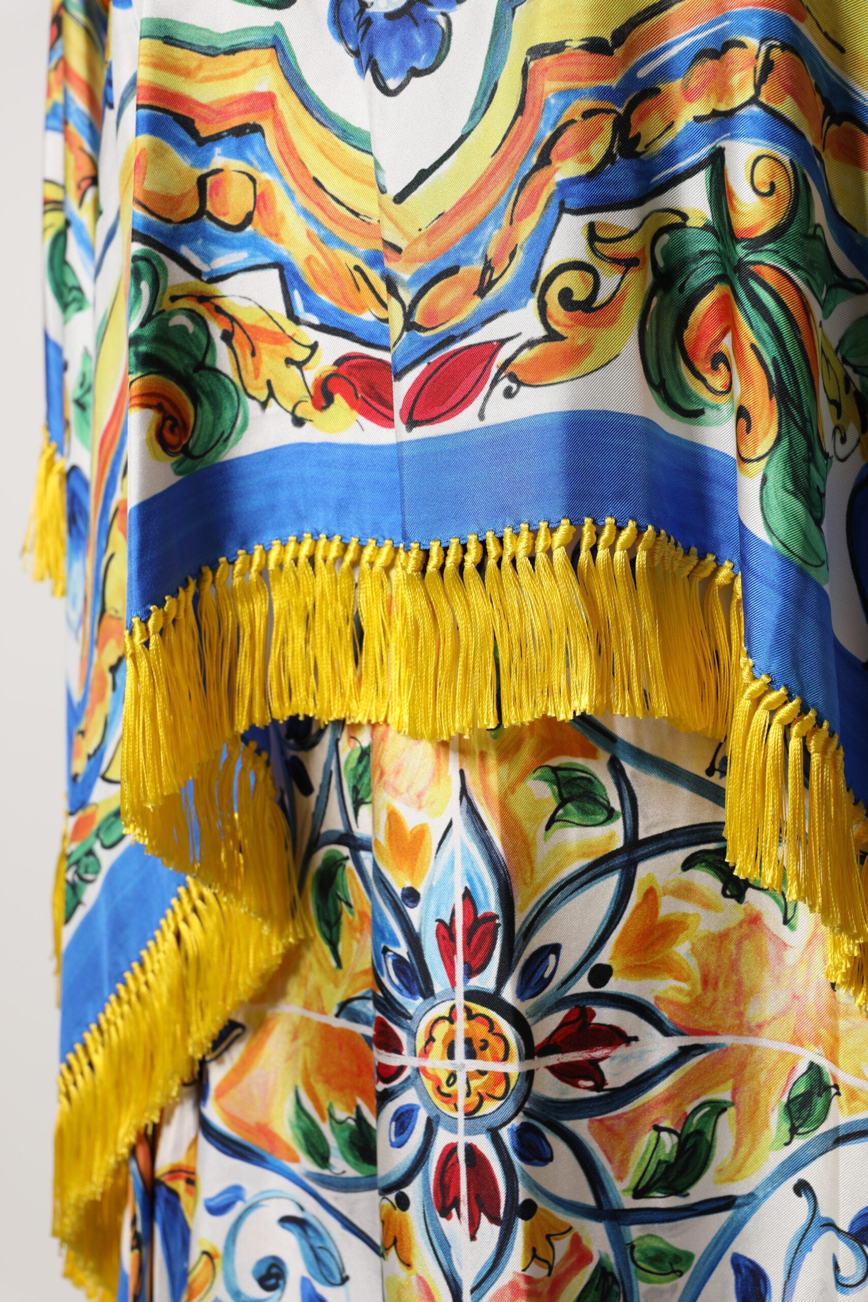 Dolce &amp; Gabbana Flerfärgad Majolica Kaftan Kortärmad Maxiklänning