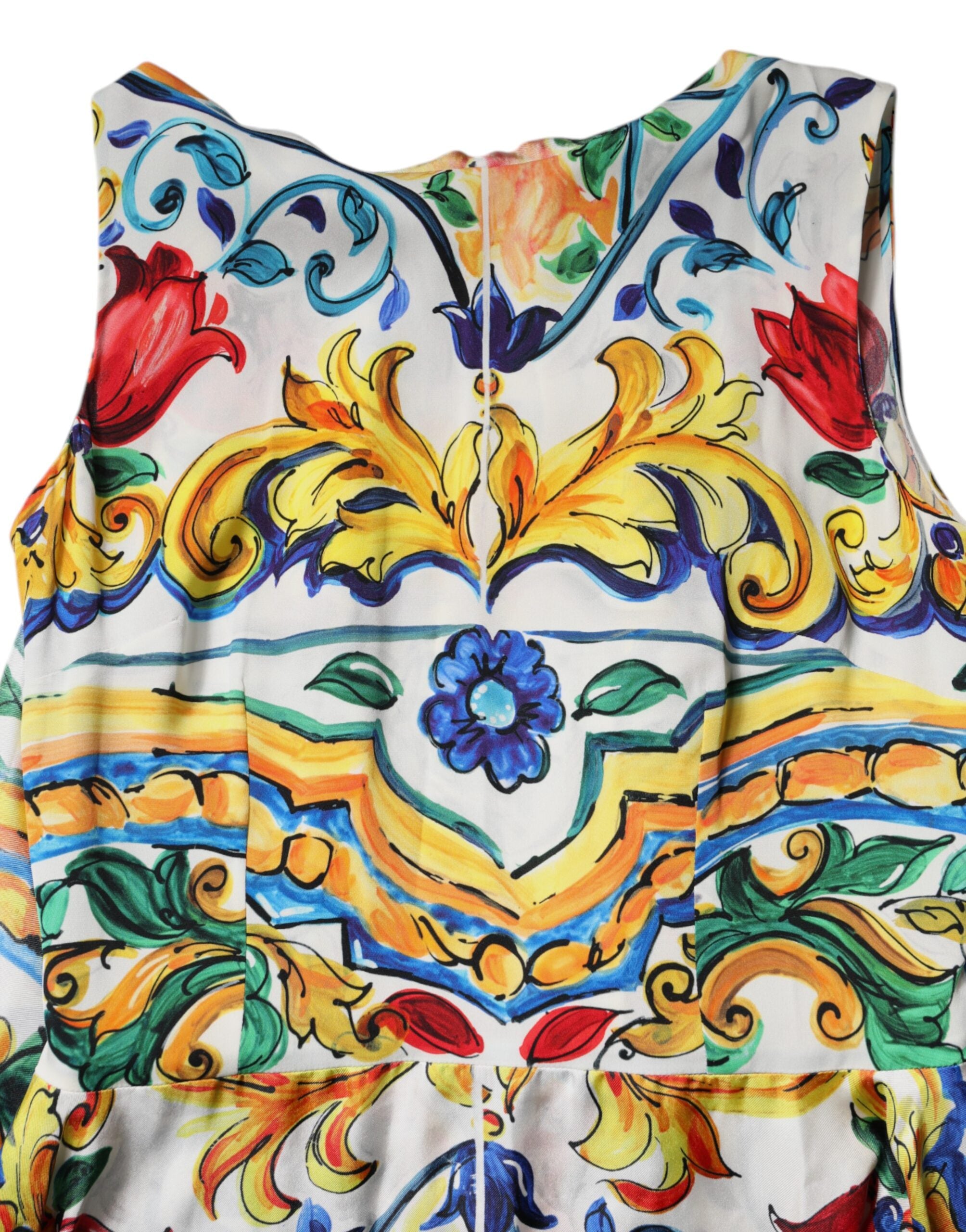 Dolce &amp; Gabbana Flerfärgad Majolica Kaftan Kortärmad Maxiklänning