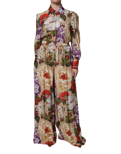 Dolce & Gabbana Multicolor Floral Wide Leg Jumpsuit Dress - Hilstor
