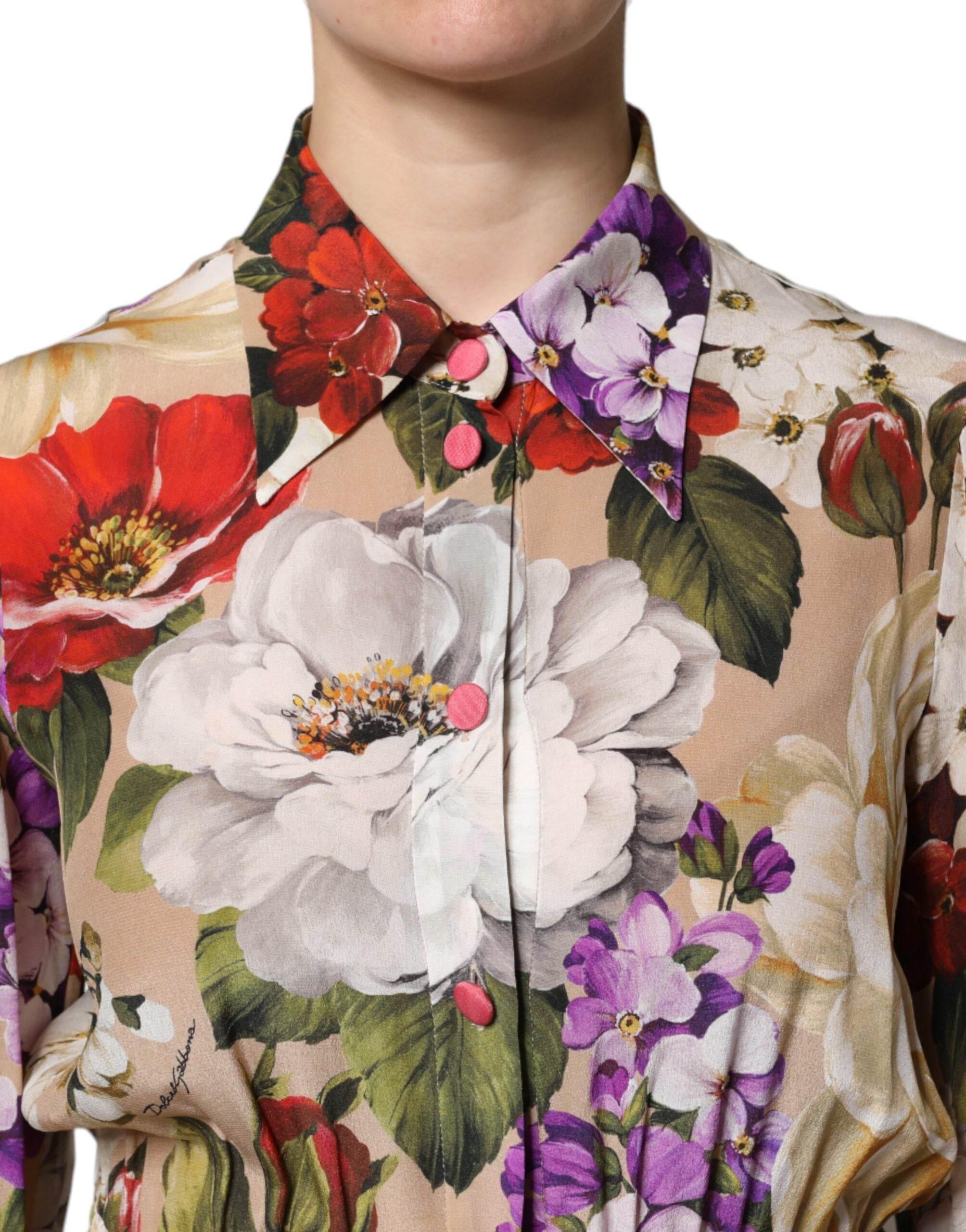 Dolce & Gabbana Multicolor Floral Wide Leg Jumpsuit Dress - Hilstor