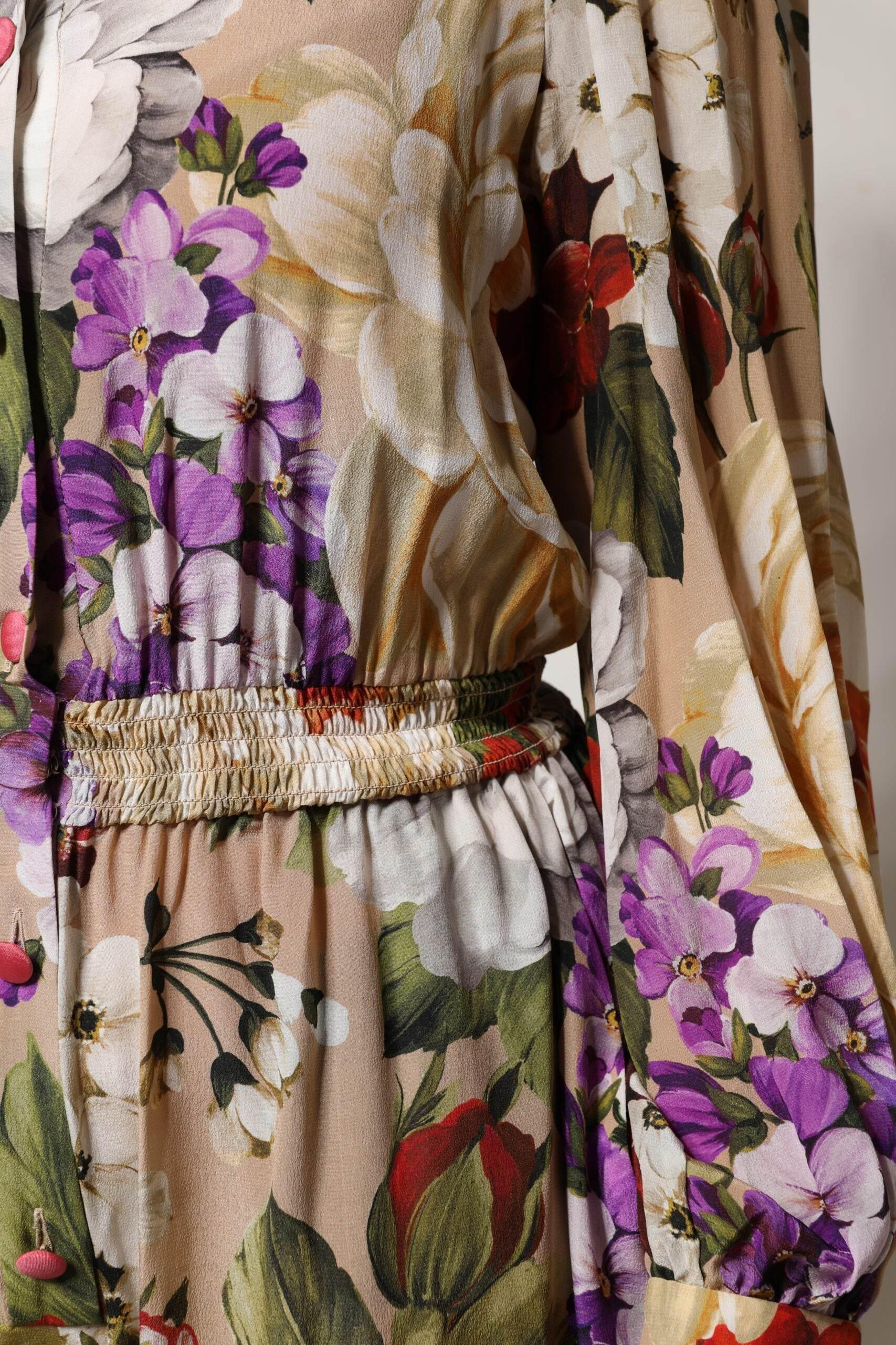 Dolce & Gabbana Multicolor Floral Wide Leg Jumpsuit Dress - Hilstor
